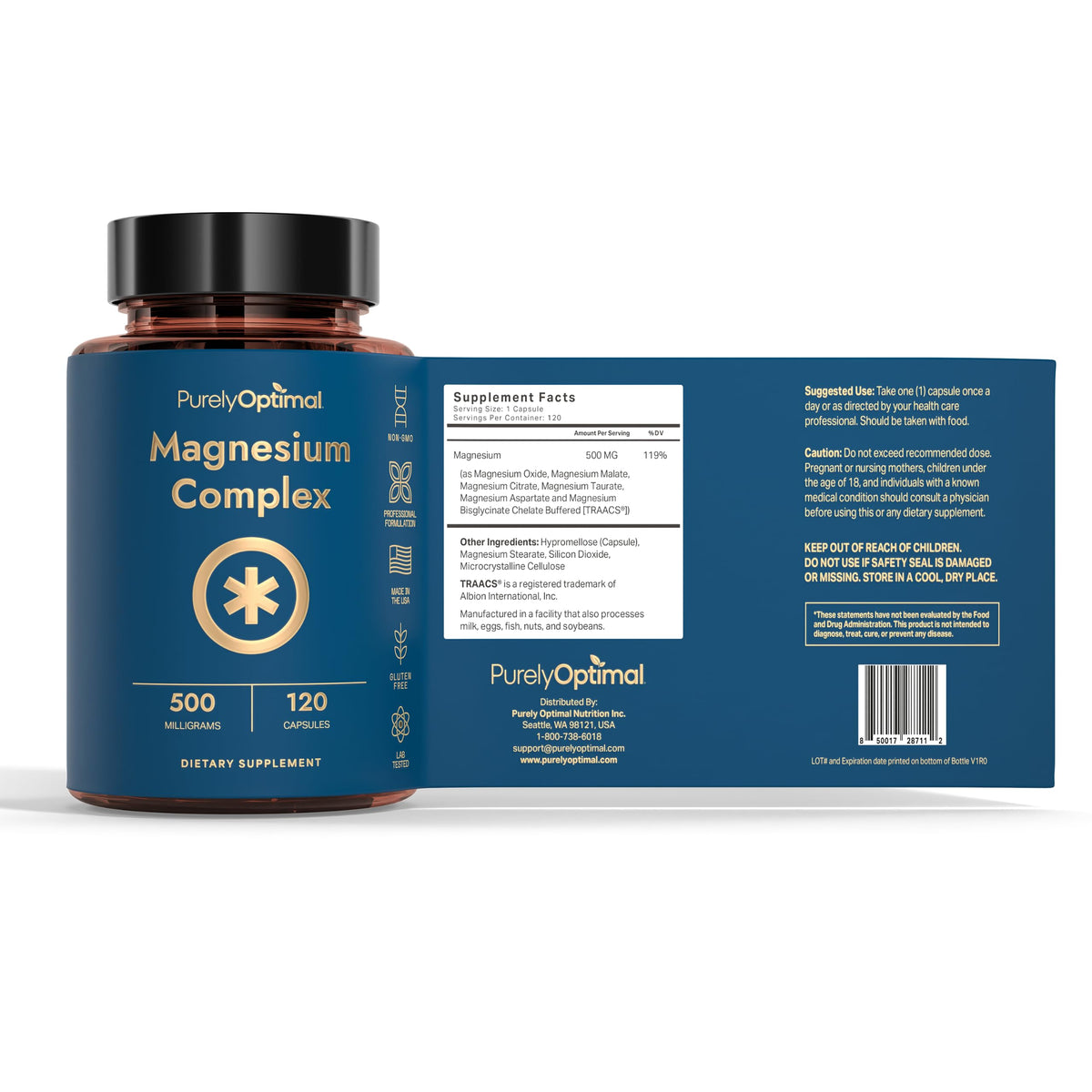 Purely Optimal Magnesium Complex for Women Men 6 Forms 120ct - Purely Optimal Official Imagery - 6
