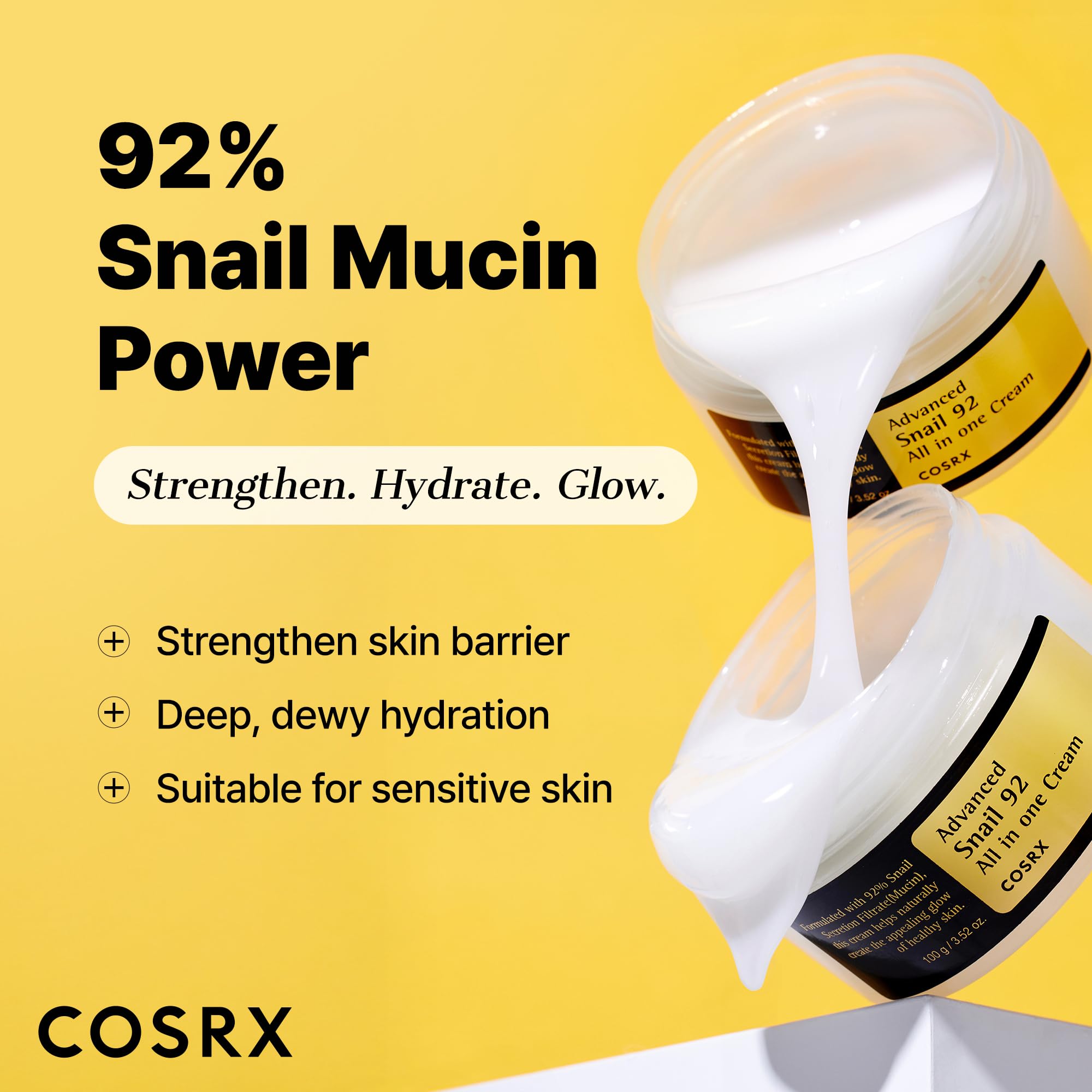 COSRX Snail Mucin 92% Face Moisturizer, 3.52 oz