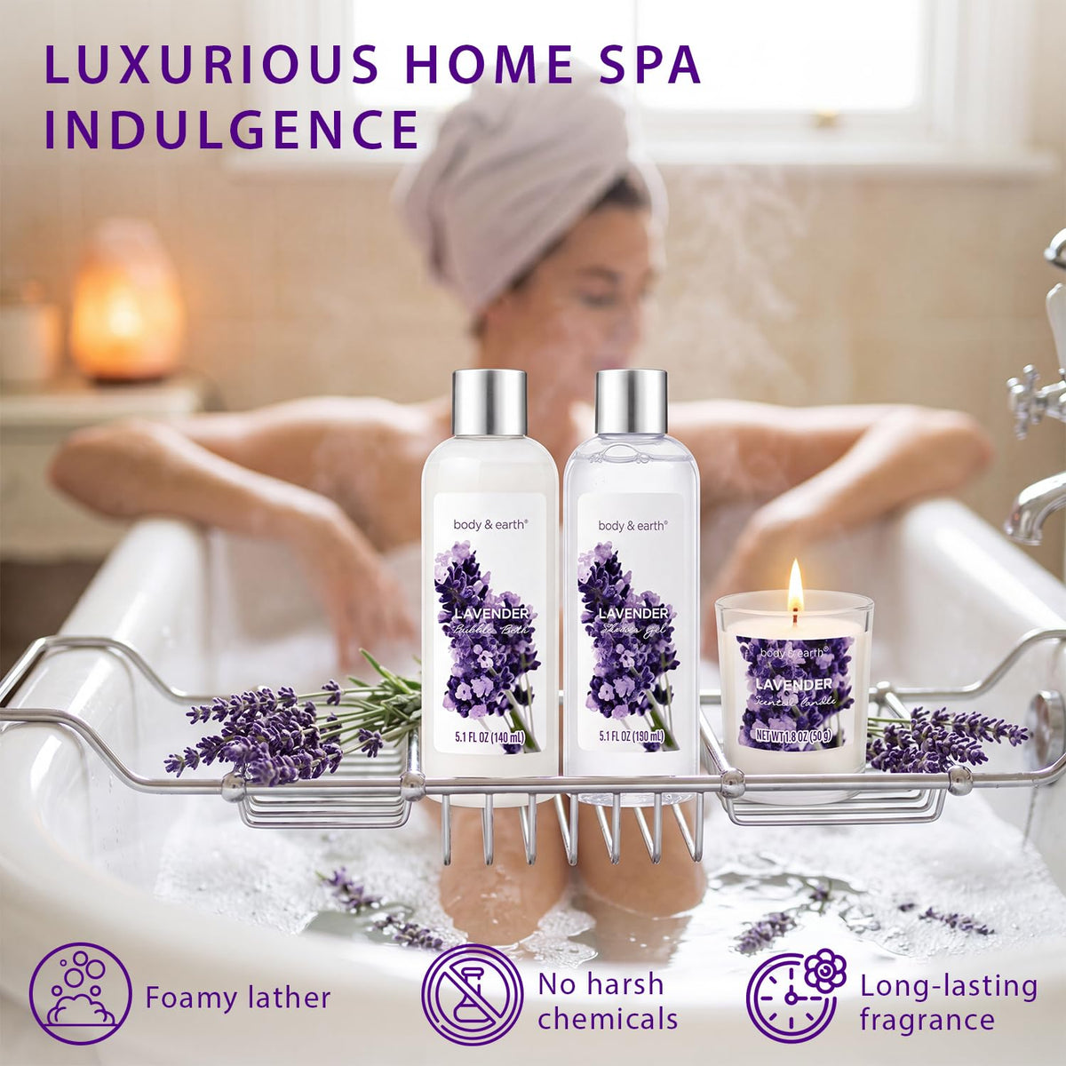 Gift Set for Women Body Earth Spa Gifts Set Lavender Gift - BODY & EARTH Official Imagery - 6