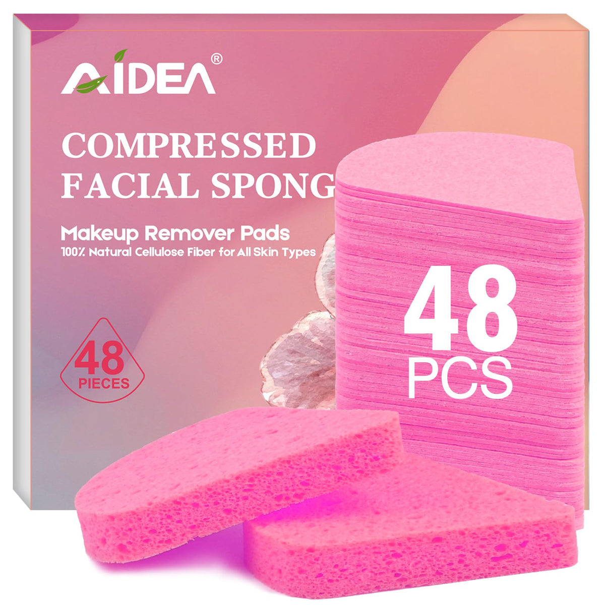 AIDEA Compressed Facial Sponges 48Count Disposable Face - AIDEA Official Imagery - 2