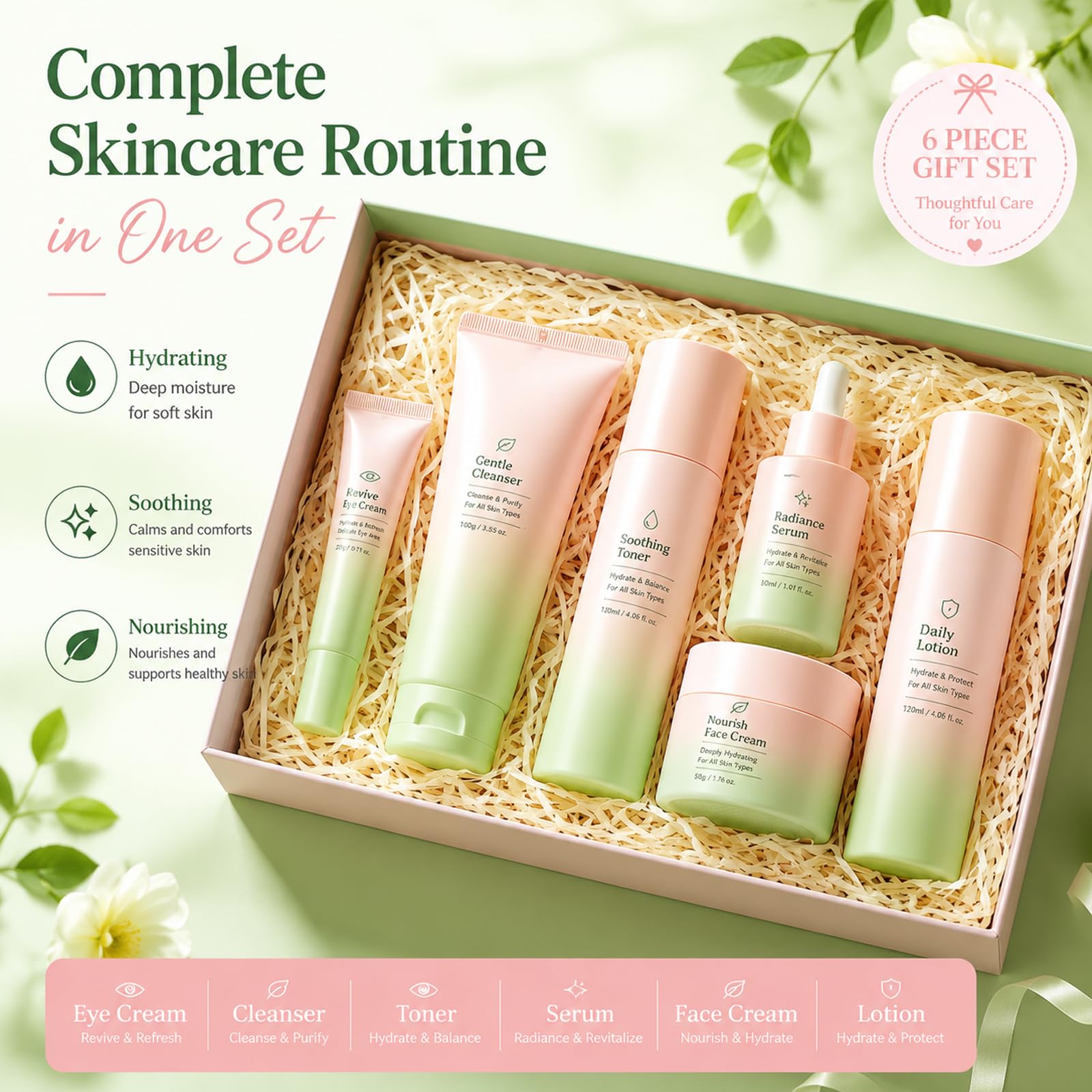 6PCS Figs Korean Skin Care Set, Moisturizing Korean Facial Kits - Jiakale