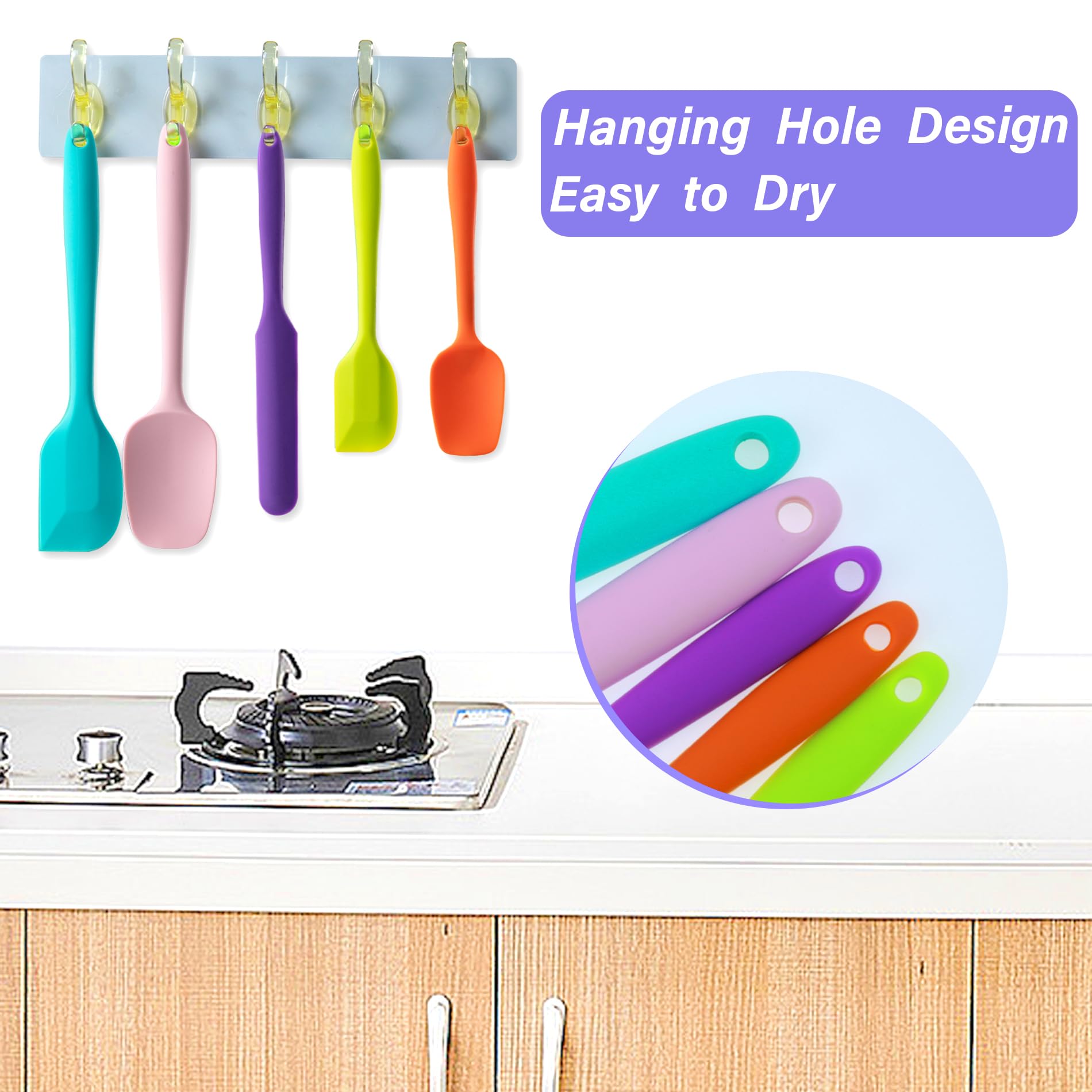 Hoewina Silicone Spatula Set,5 Piece Food Grade Rubber Spatulas,M by Hoewina - Angle View 4