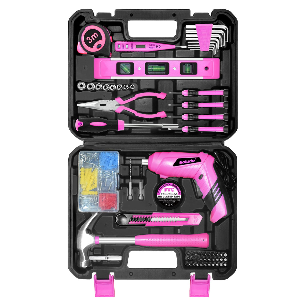 Pink Tool Set for Women 130 Piece Home Tool Kit for Women - SOLUDE Official Imagery - 1