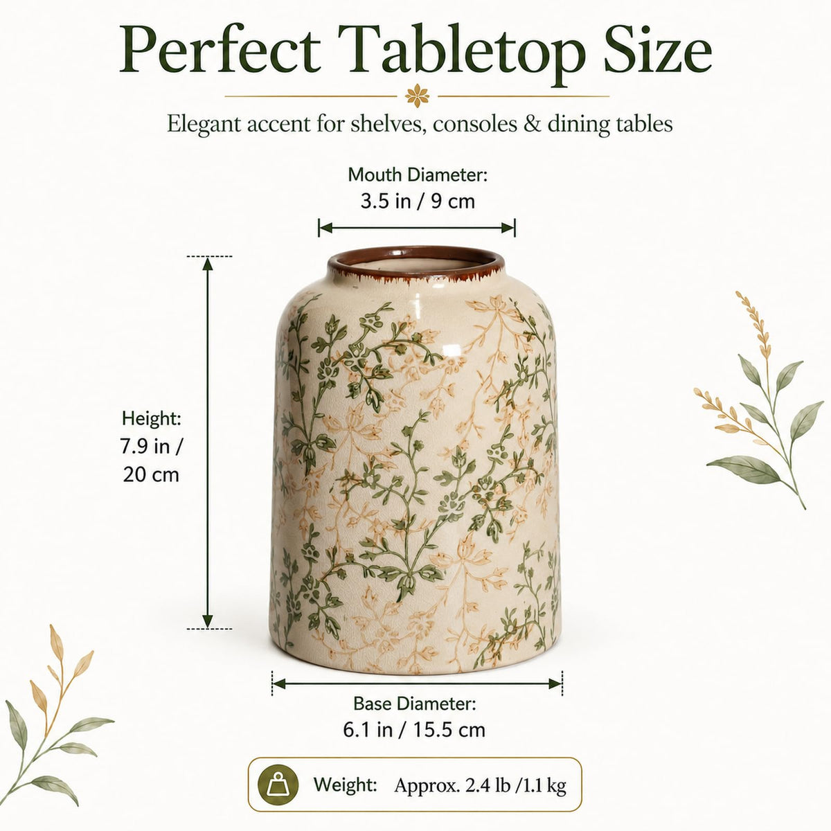 Rustic Tuscan Cream Ceramic Flower Vase - AUGsea Official Imagery - 3