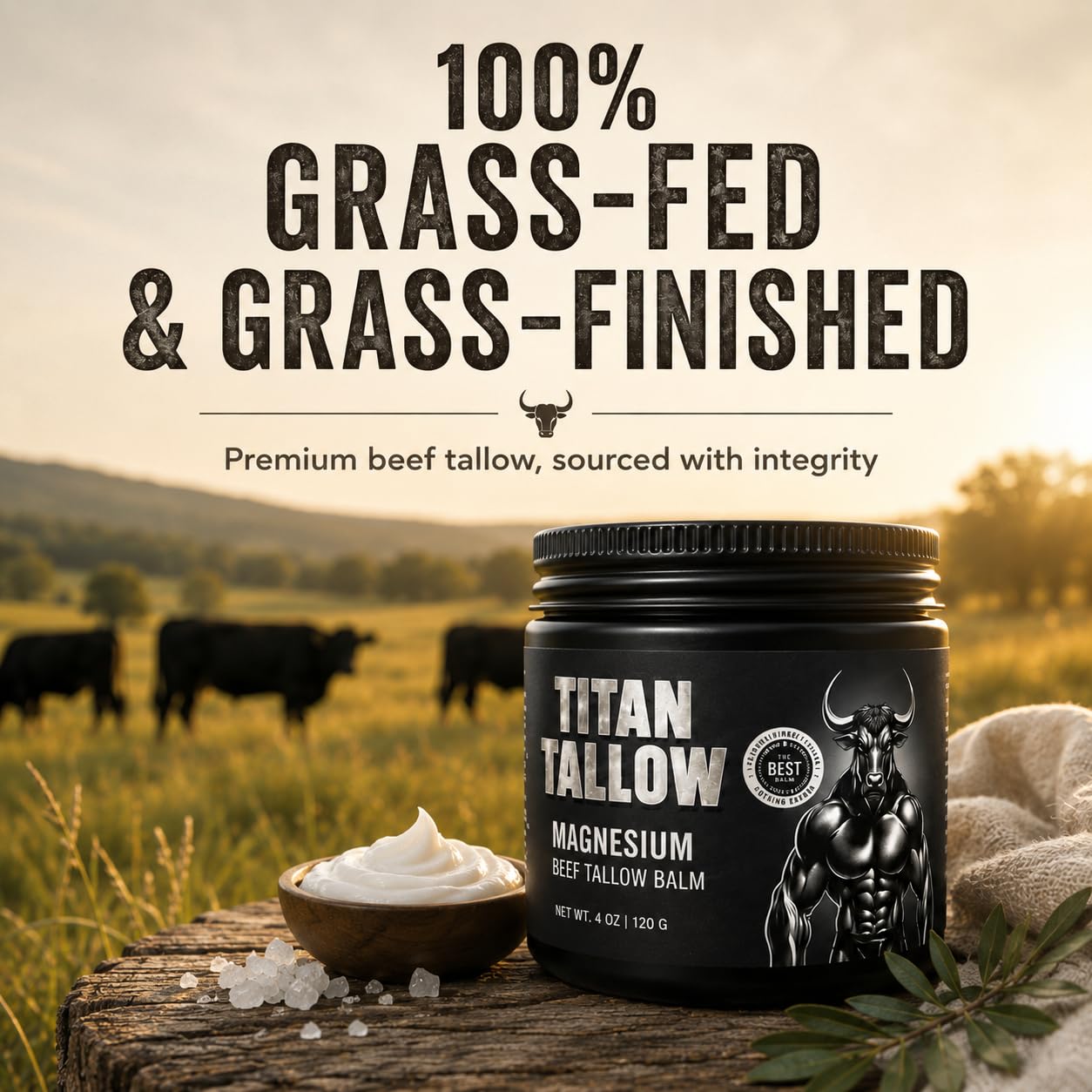 Balm for Face and Body with Magnesium - Grass-Fed, Grass-Finished Beef Tallow Moisturizer with Manuka Honey, Jojoba Oil, Rosehip Oil, Calendula Extract, and Vitamin E - Titan Tallow Official Product View 4