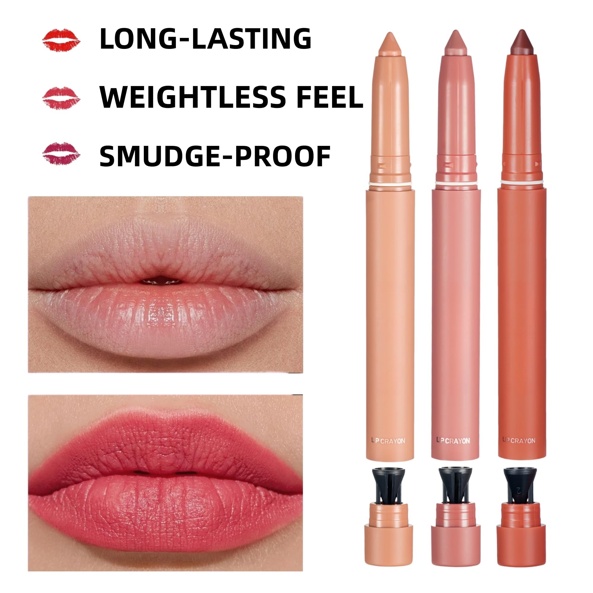 SAUBZEAN crayon lipstick makeup with long-lasting waterproof lip liner stain in vibrant lip color, displayed in a natural setting