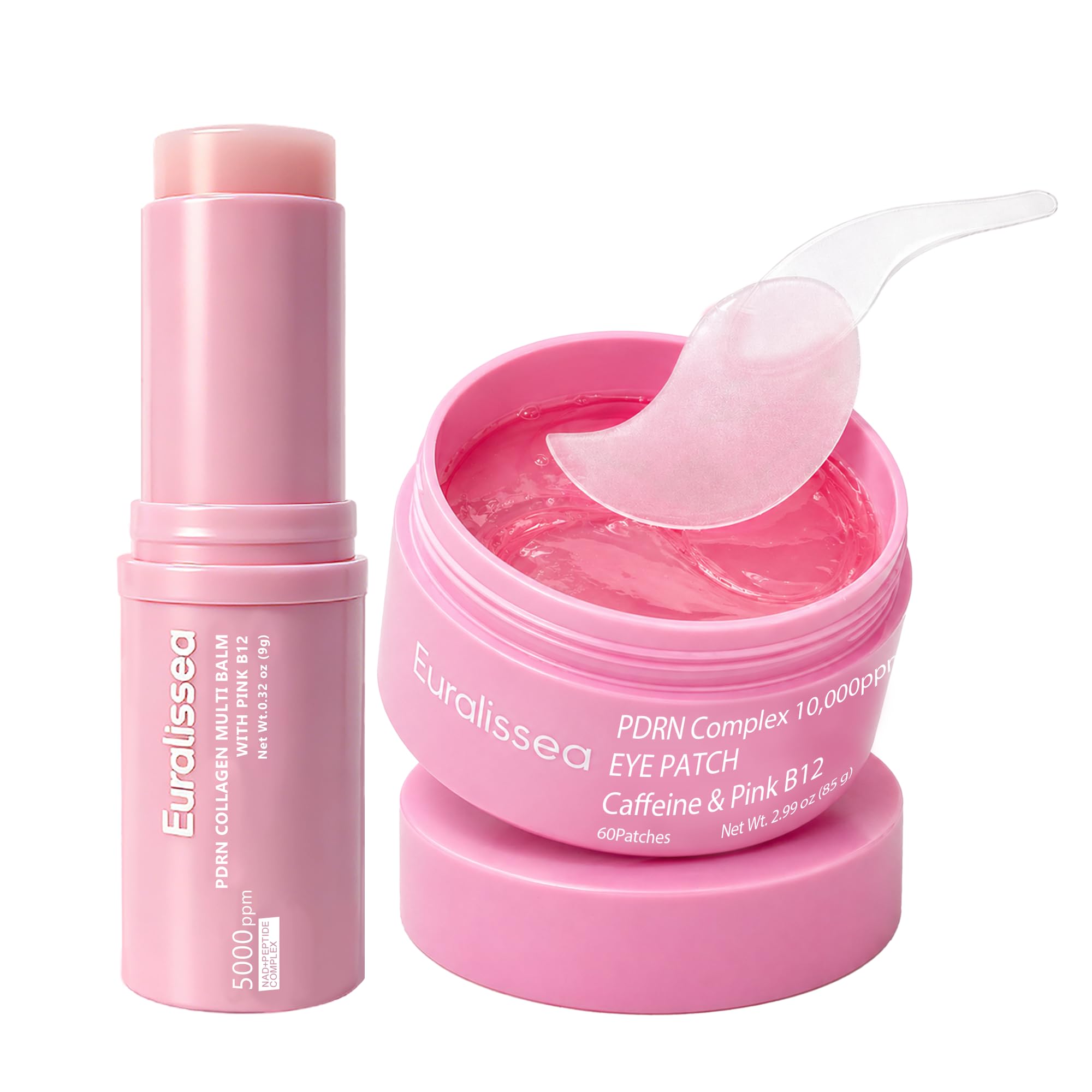 PDRN Collagen Multi Balm Stick &amp; Eye Patches Set, Pink B12 - Euralissea