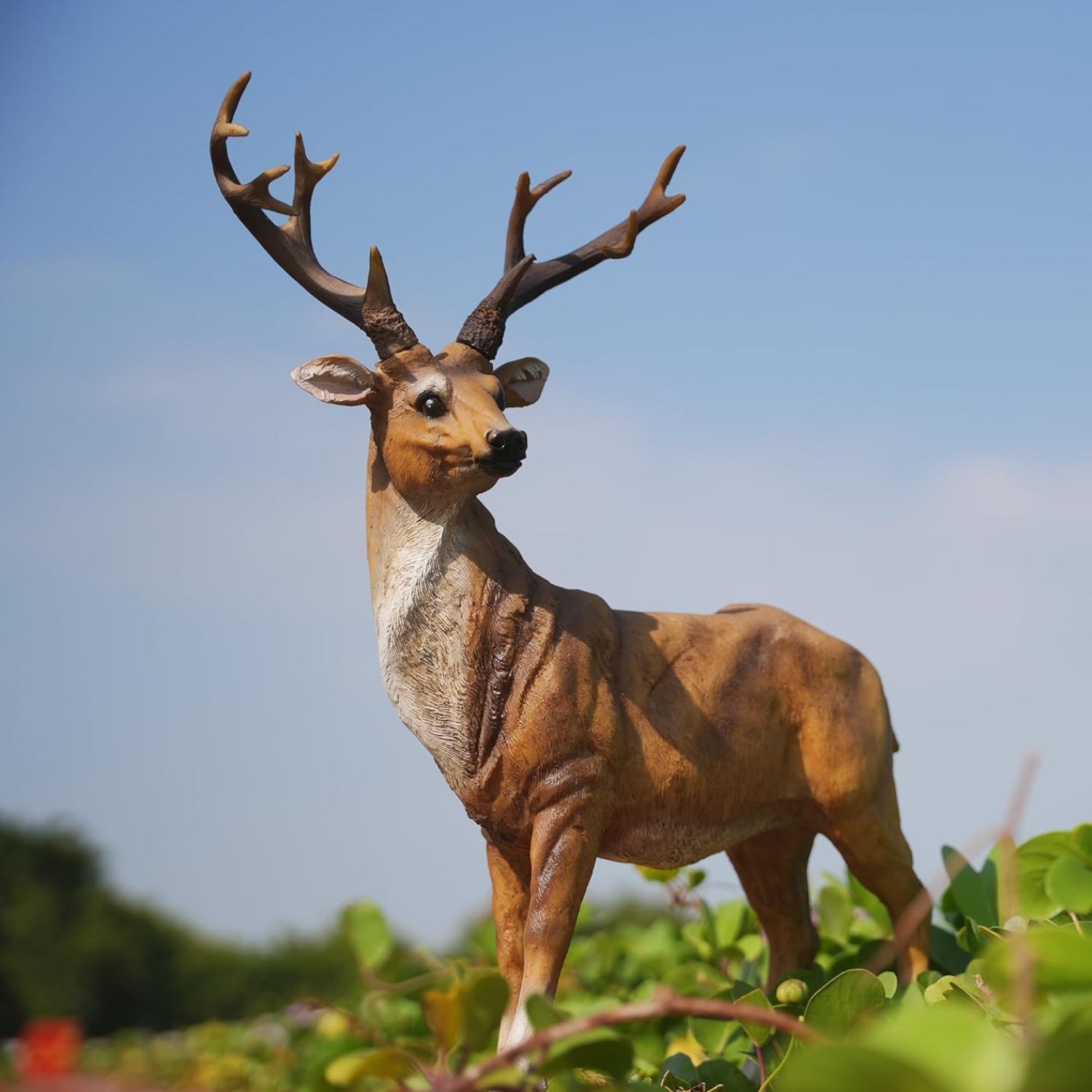 XTAPAN resin deer figurine set featuring a standing male deer and a female deer, suitable for home decor and garden display.