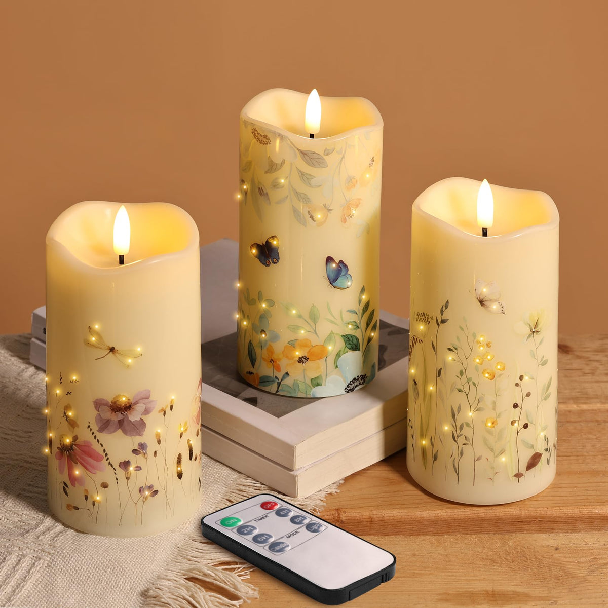 Butterfly Fiber Optic Flameless Pillar Candles with Remote 3 - Eywamage Official Imagery - 1