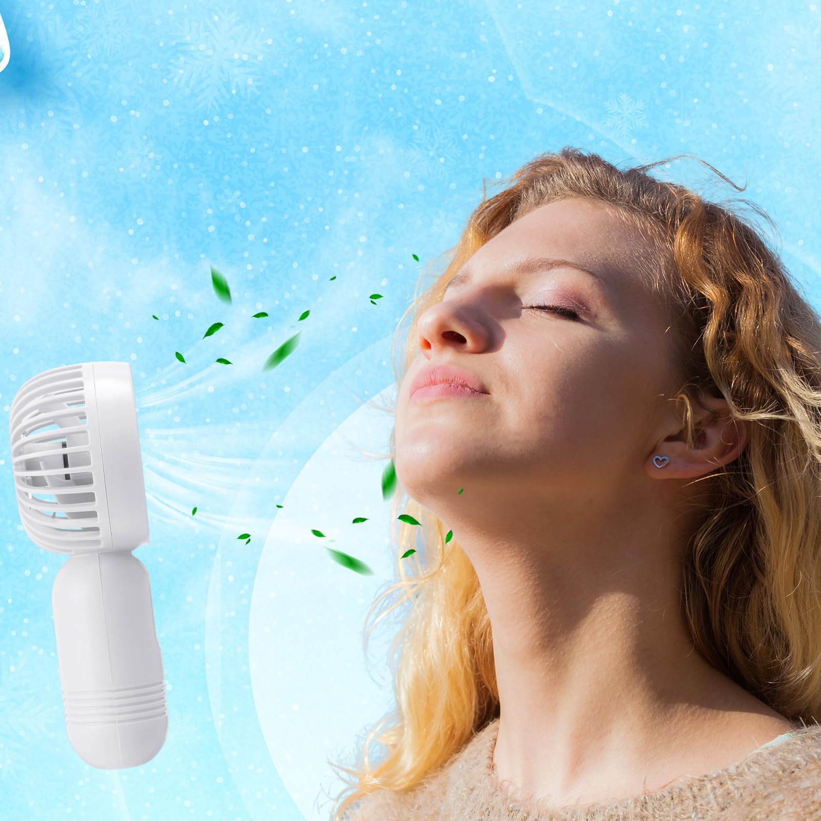 Rossesay 1 Pcs Mini Portable Fan 3 Speed Rechargeable, White - View 2