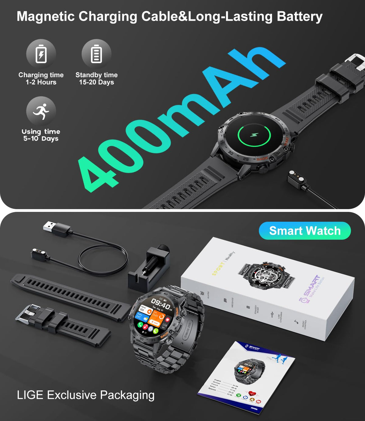 SUNKTA Military Smart Watch for Men 100 Sports Modes 5ATM - SUNKTA Official Imagery - 8