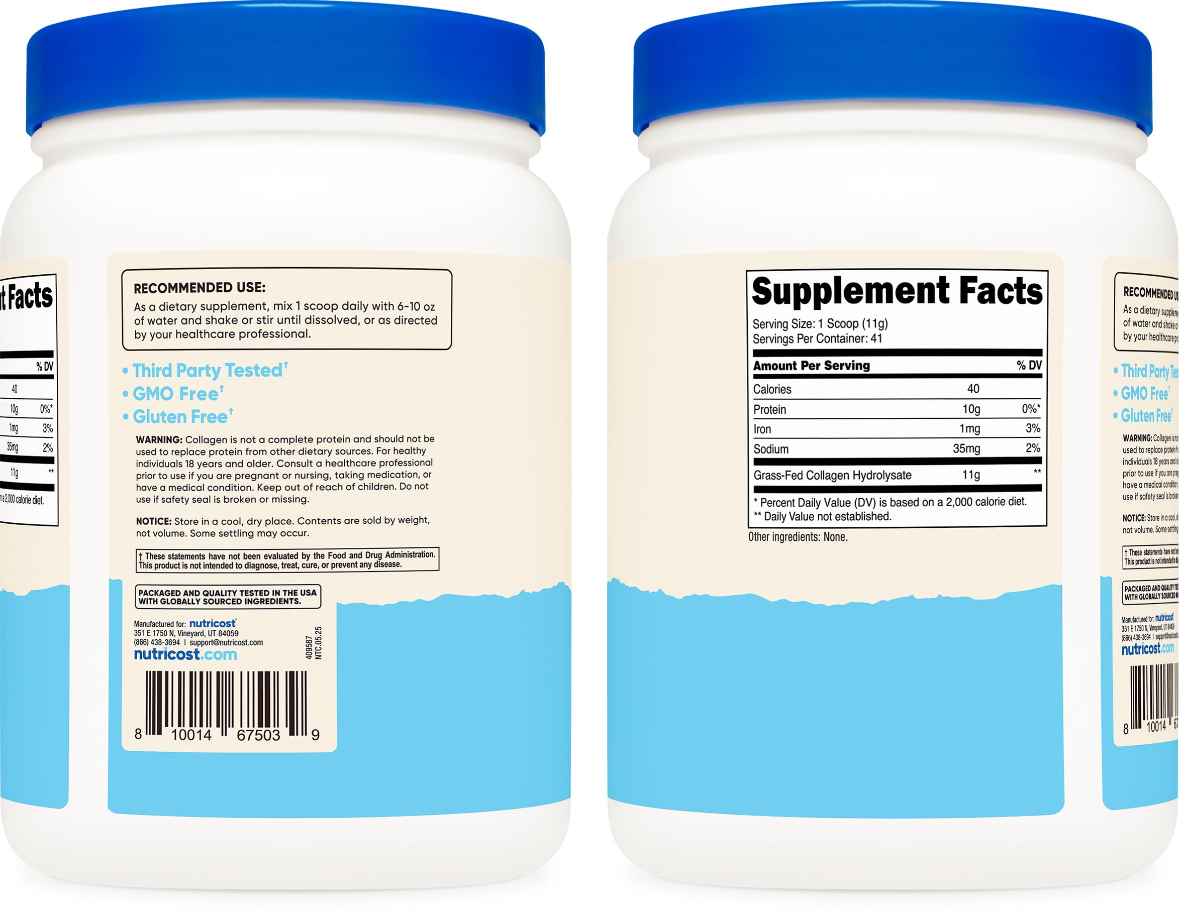 Nutricost Collagen Peptides Powder 1LB Grass Fed Bovine - Nutricost Official Imagery - 5