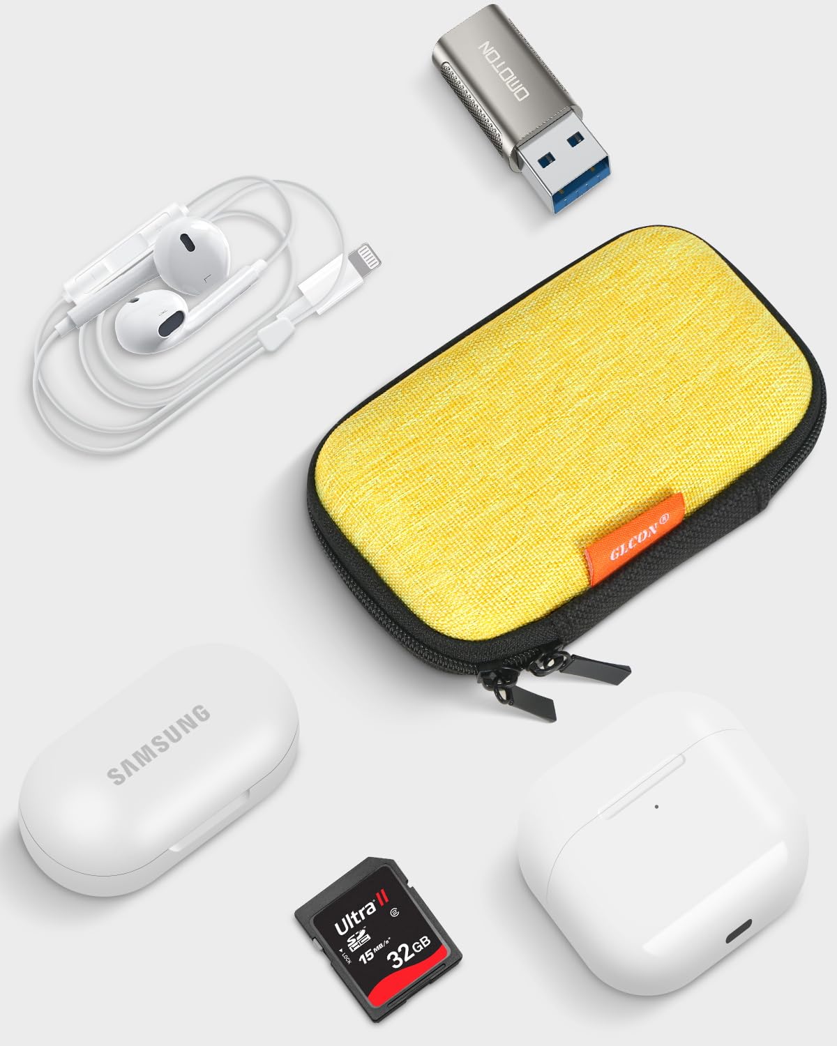 GLCON Gold-Yellow Mini Earbud Case, Cute Protective Pouch for App - GLCON Official Product View 7