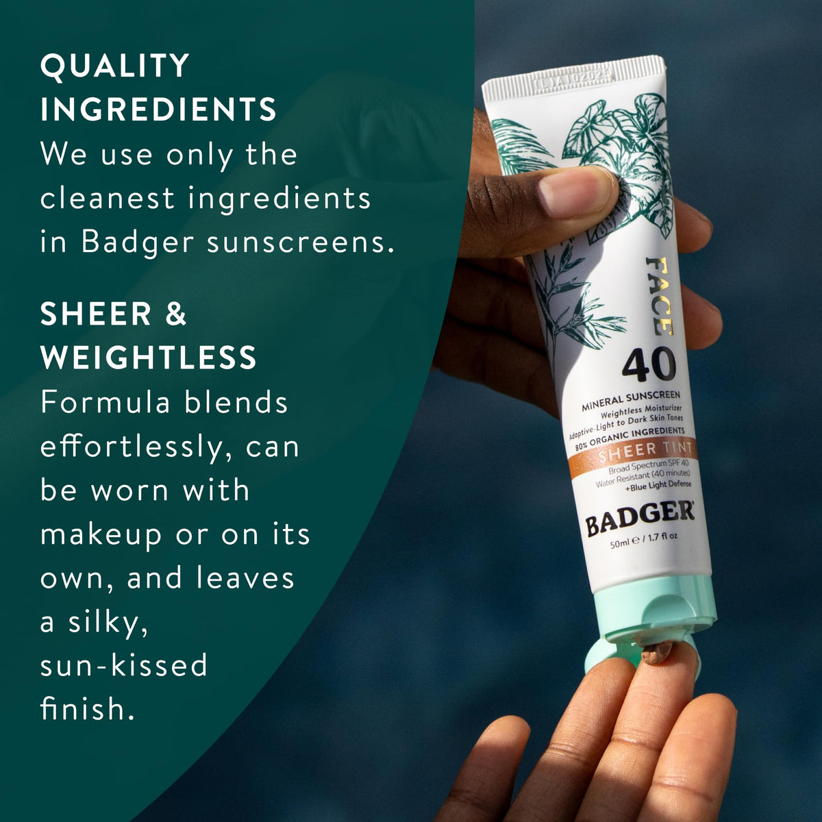 Badger Tinted Mineral Sunscreen for Face SPF 40 No White - Badger Official Imagery - 8