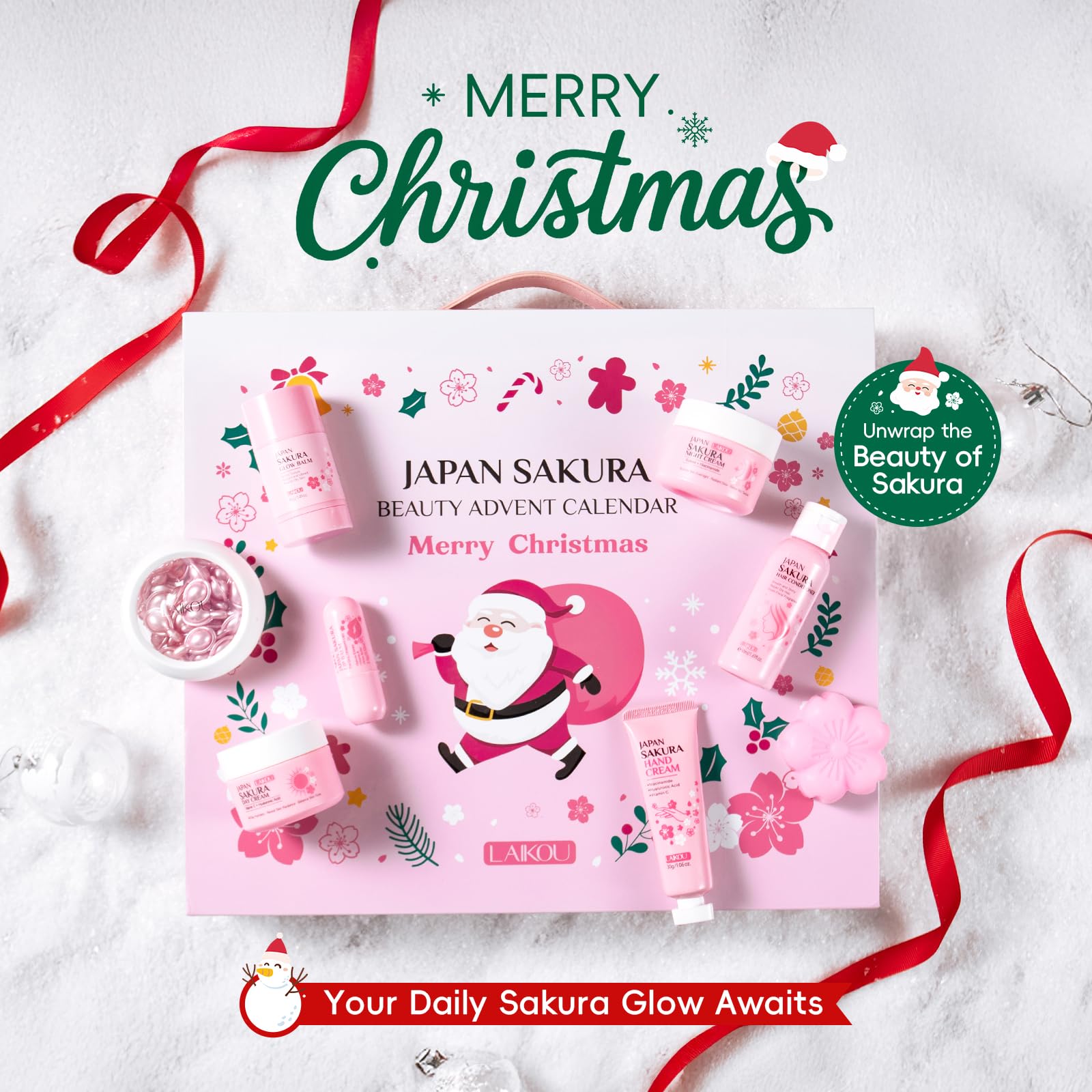 LAIKOU Japan Sakura Beauty Advent Calendar 2025, Christmas Gifts - LAIKOU