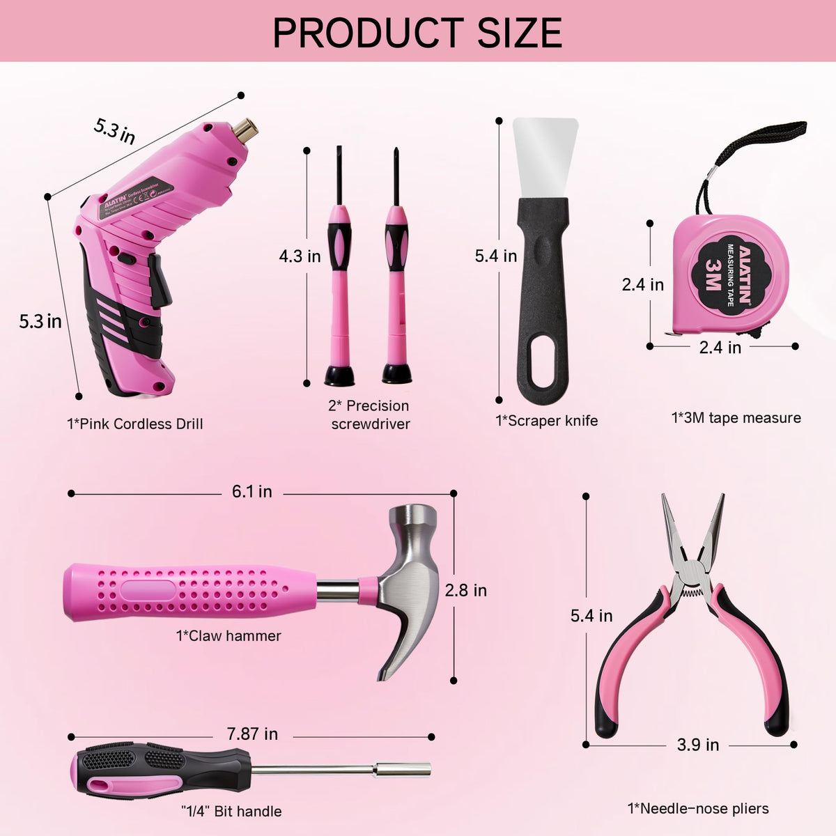 Electric Screwdriver Cordless 40Pcs Pink Tool Set - NIKI MOTORSPORTS Official Imagery - 3
