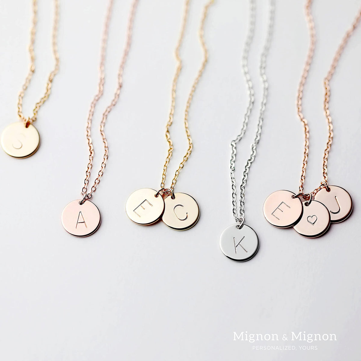 Monogram Necklaces for Women Personalized Disc Necklace for - MignonandMignon Official Imagery - 4