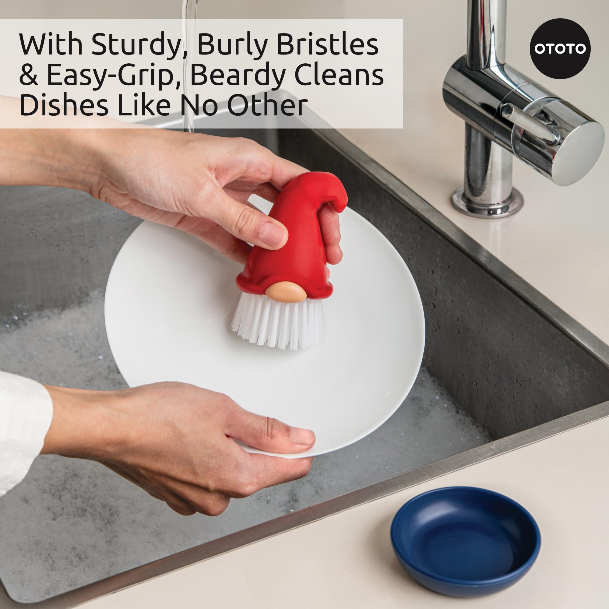 OTOTO Gnome Dish Brush with Handle - Cleaning Brush, Vegetable Brush, - View 5