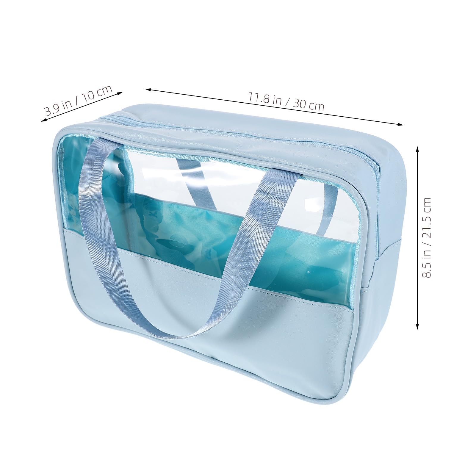 NULYLU Large Waterproof Makeup Bag with Handle Travel Toiletry Organizer Pouch Spacious Blue Cosmetic Bag for Women for Travel and Daily Use