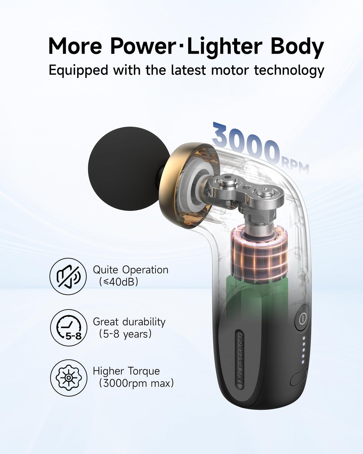 A1 Mini Massage Gun Portable Deep Tissue Massager Black - HEYCHY Official Imagery - 6