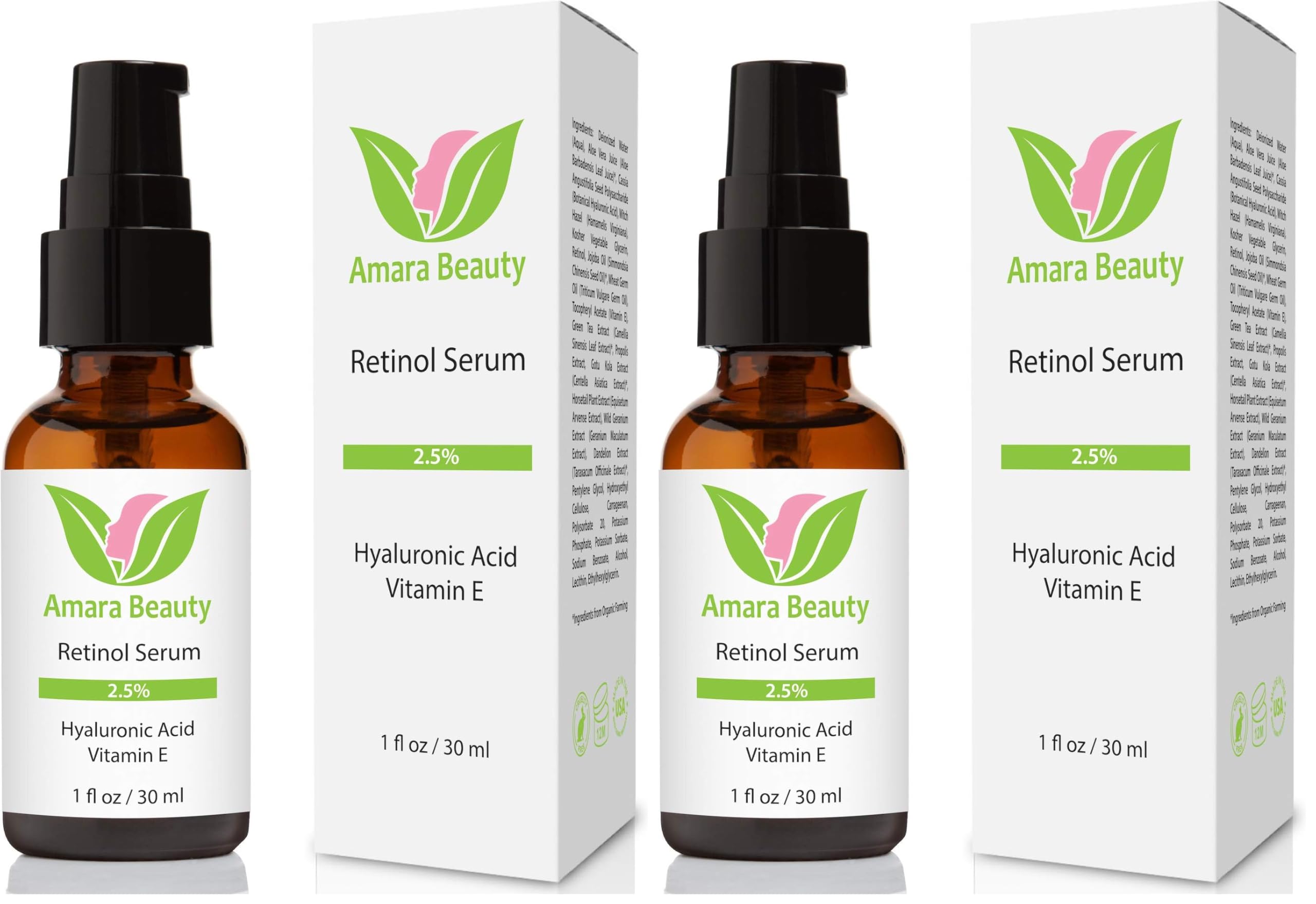 Amara Beauty Retinol Serum 2.5% with Hyaluronic Acid & Vitamin E, 1 fl. oz - Amara Beauty Official Product View 6