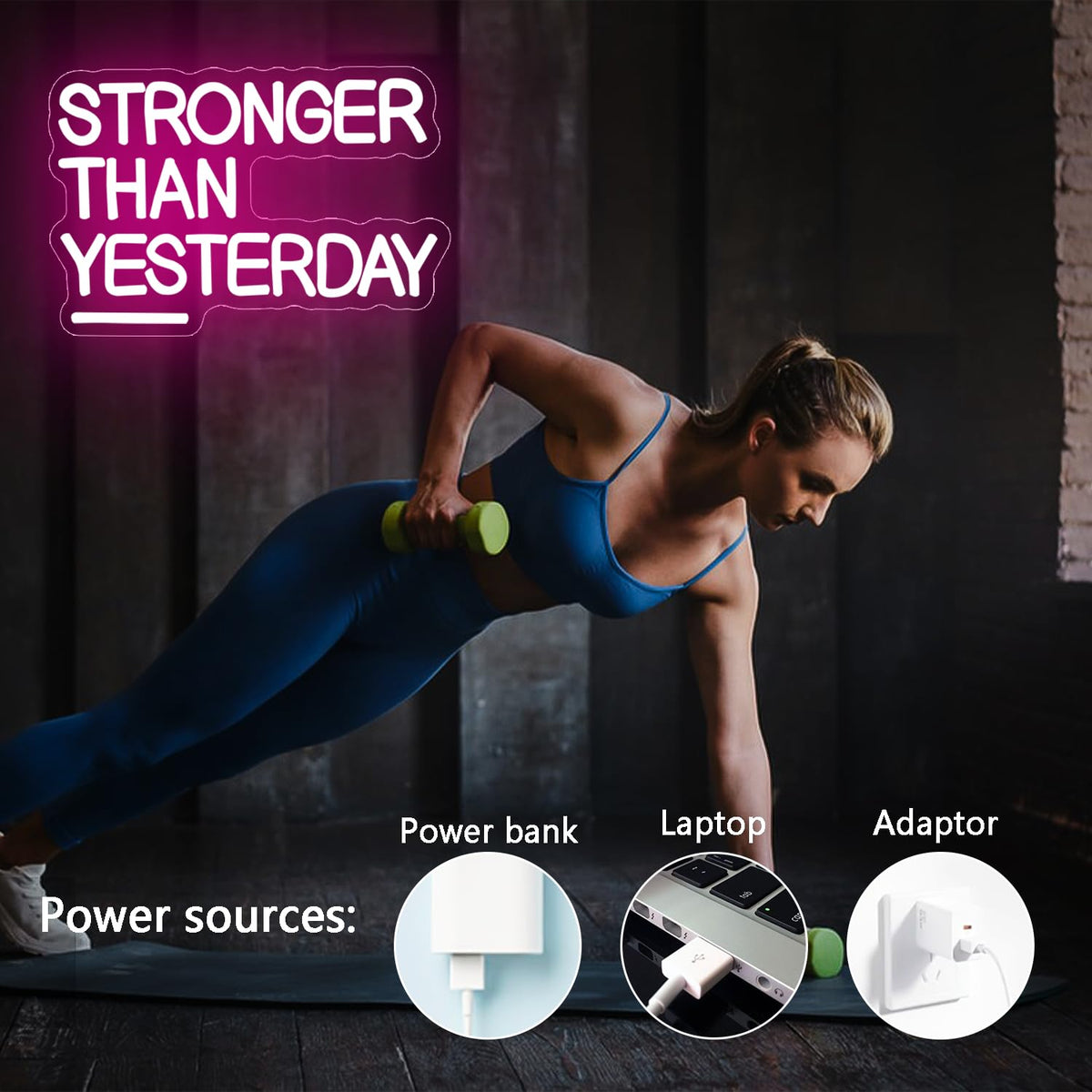 Stronger Than Yesterday Neon Sign Gym Neon signs - kzjspn Official Imagery - 6