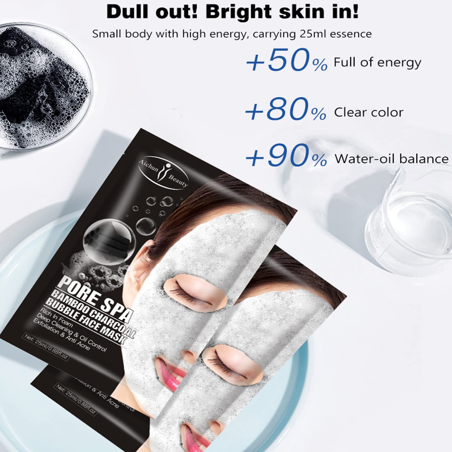 AICHUN BEAUTY Pore Spa Bamboo Charcoal Bubble Face Mask Deep - AICHUN BEAUTY