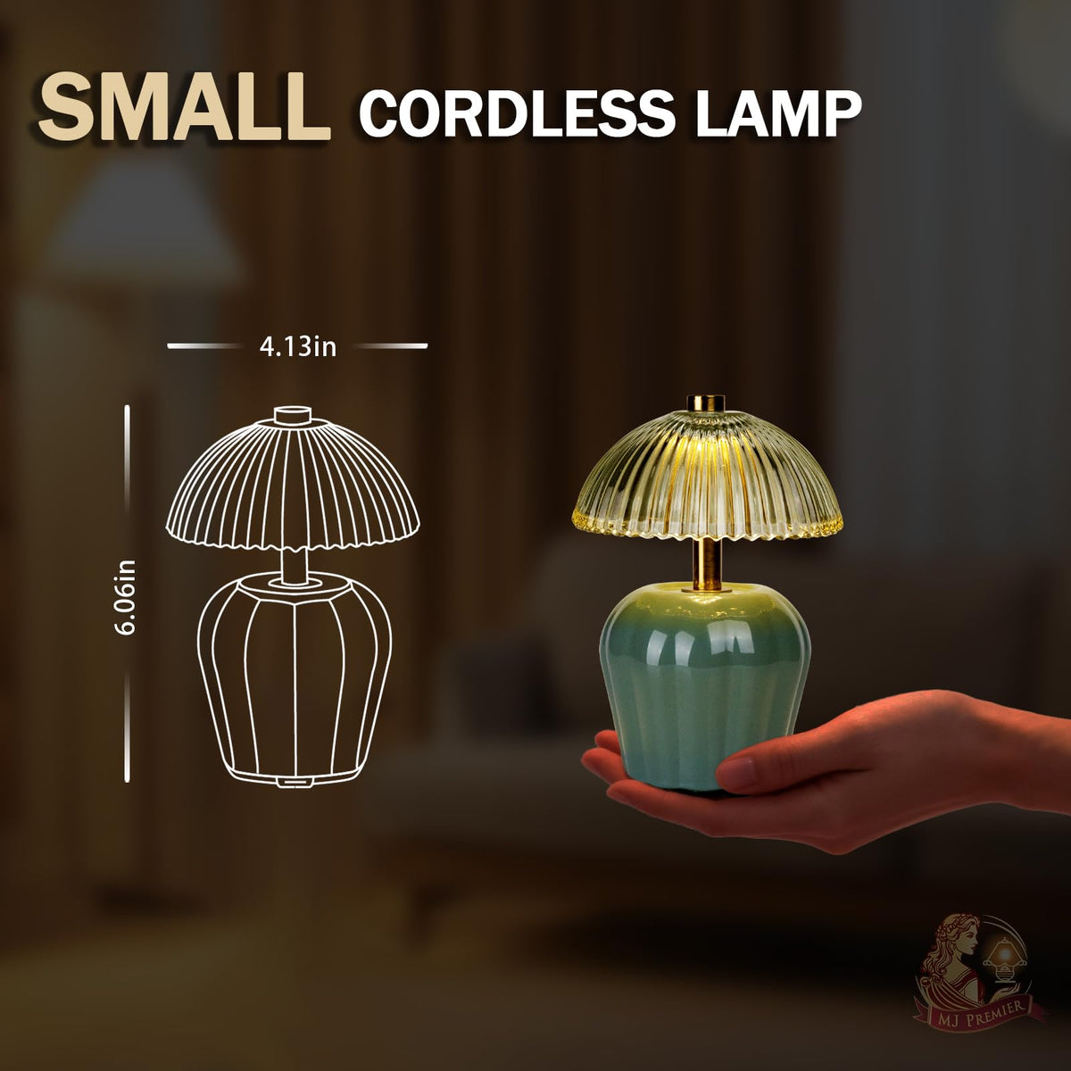 MJ PREMIER Rechargeable Table Lamp Small Cordless Lamp with - MJ PREMIER Official Imagery - 3