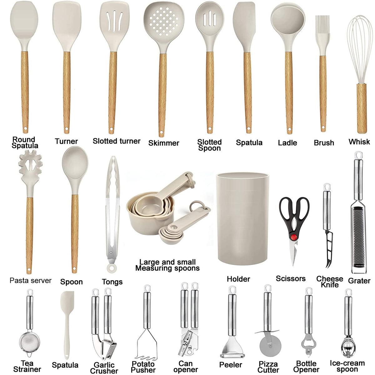 Kitchen Utensils Set 35 PCs Cooking Utensils with Grater - BESTZMWK Official Imagery - 3