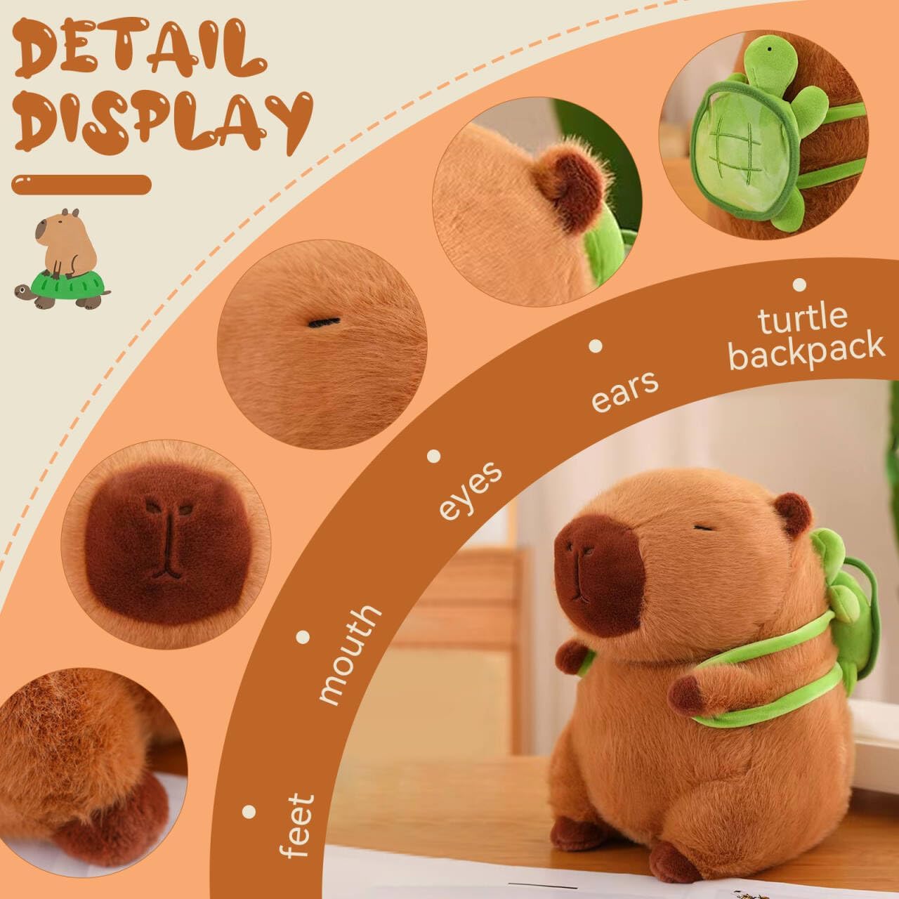 Cute PUPUPANDA capybara plush stuffed animal, soft and adorable plush toy perfect for cuddling and display.