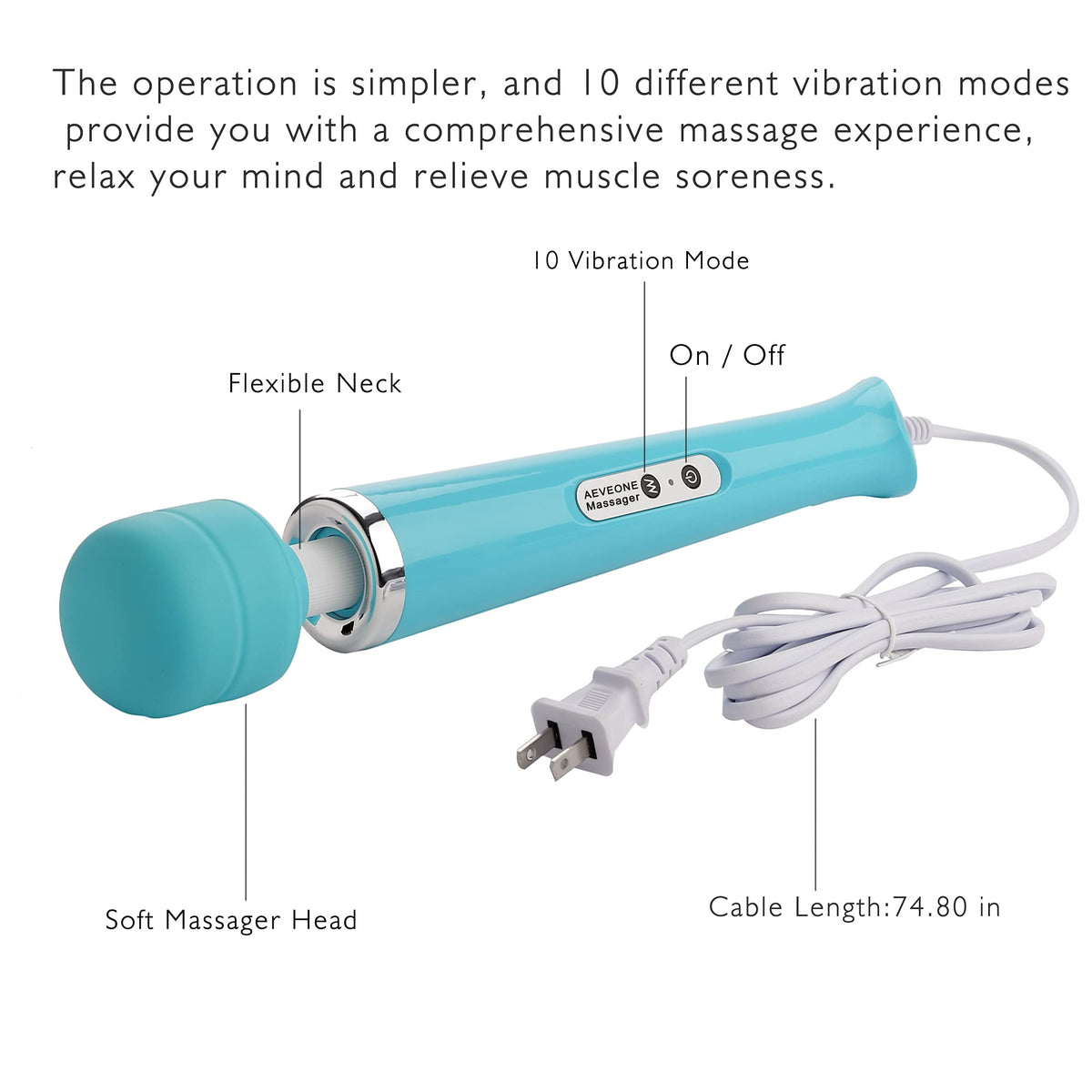 AEVEONE Wired Powerful Handheld Electric Massager with - AEVEONE Official Imagery - 5