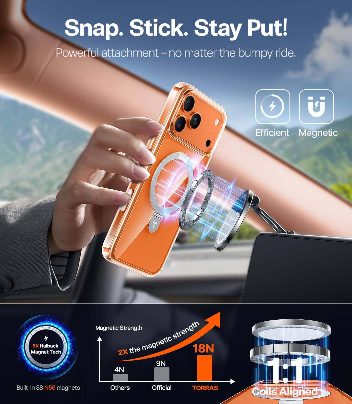 TORRAS for iPhone 17 Pro Case Clear Magnetic Stand Fit for - Premium Selection Official Imagery - 5