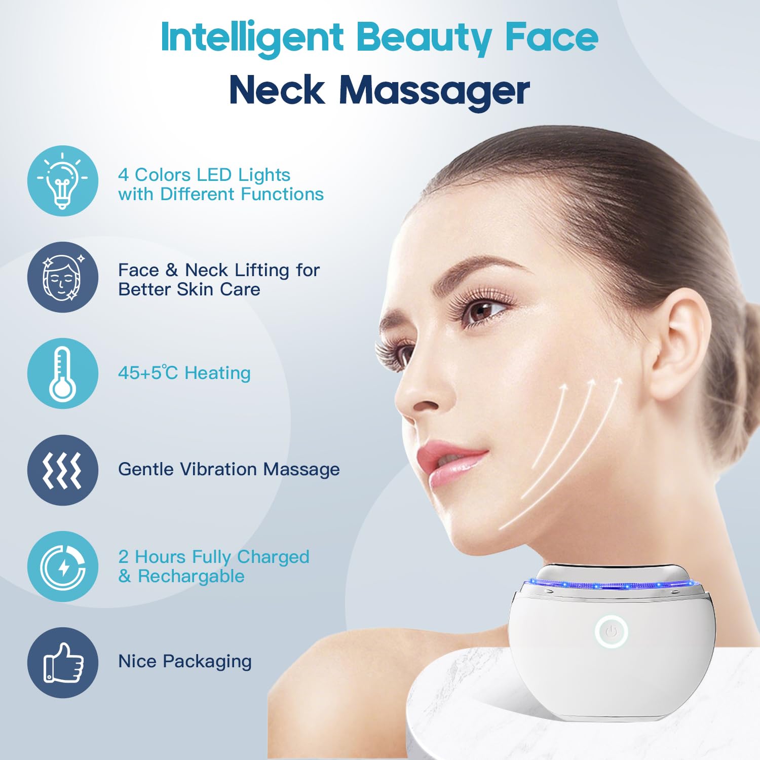LED Red Light Therapy for Face Neck Massager with Heat - Tonsmile Official Imagery - 3