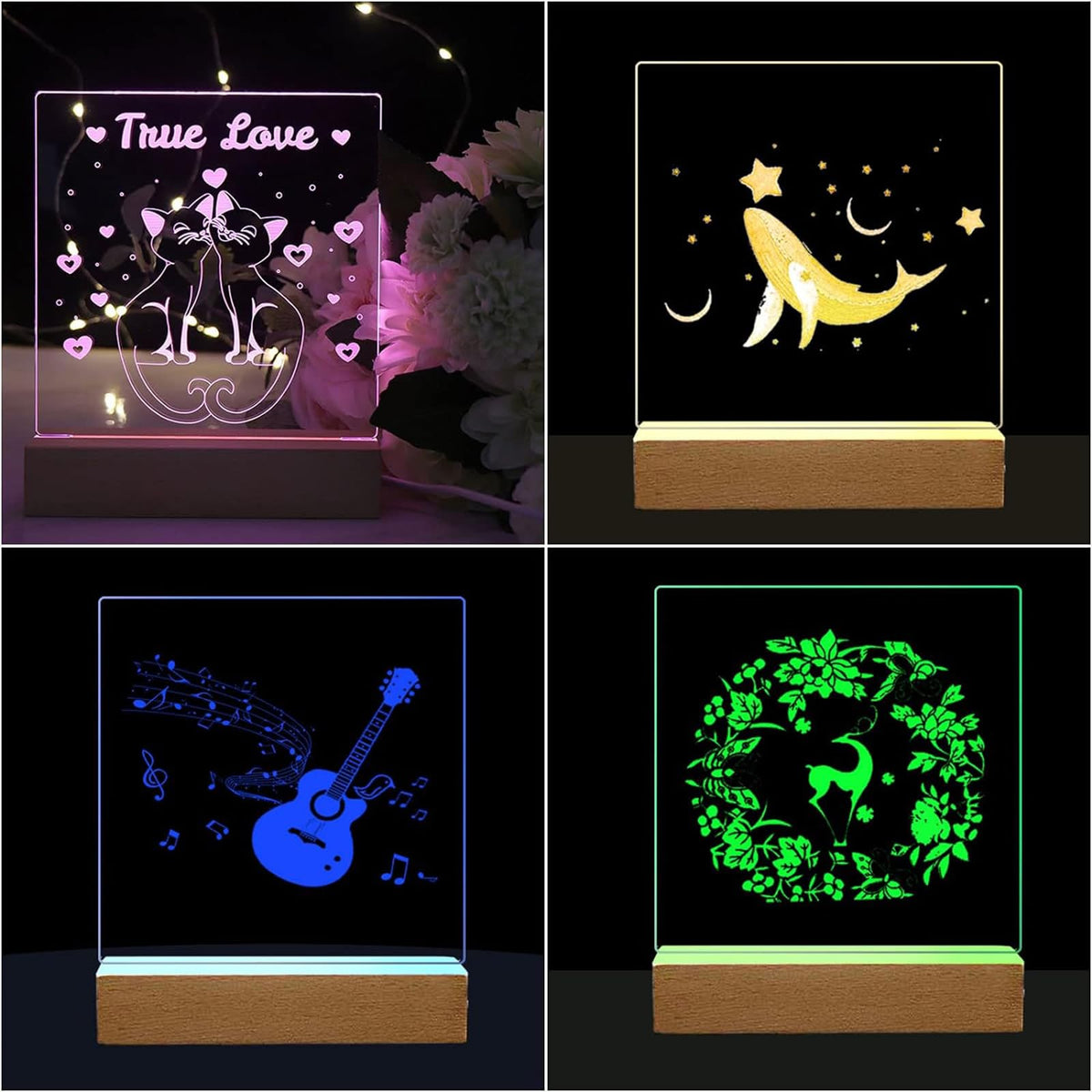 4Pcs Rectangle Wood LED Light Stand Display Base for - Lyshujli Official Imagery - 7