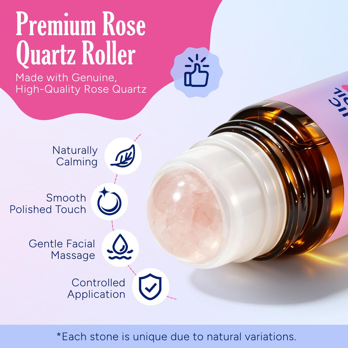 2PCS Castor Oil Rose Quartz Roller Ball Organic Castor Oil - FANSHI Official Imagery - 4