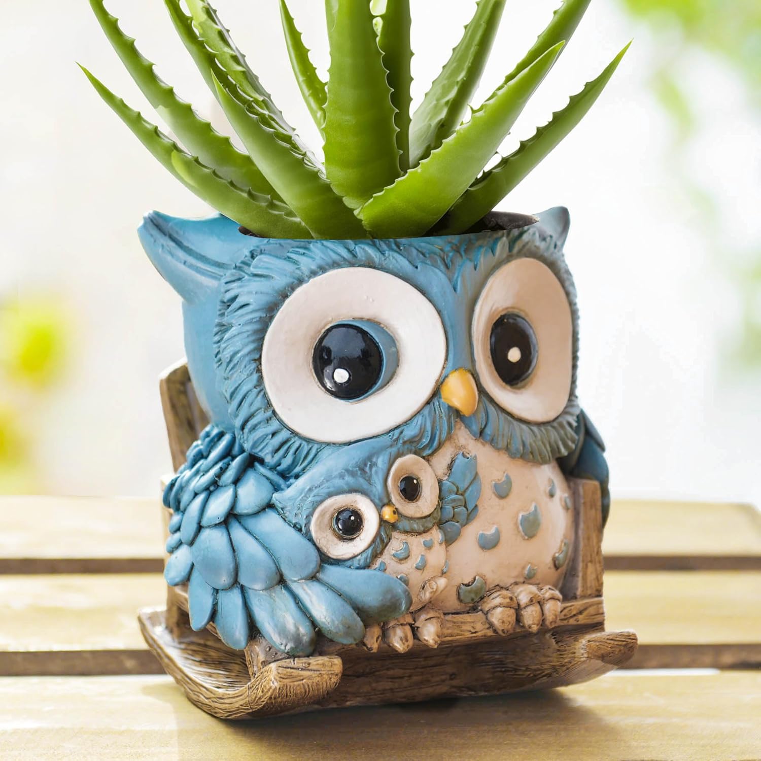 Saysmile Unique Owl Plant Pot for indoor succulents, small ceramic pot with drainage and cute owl design