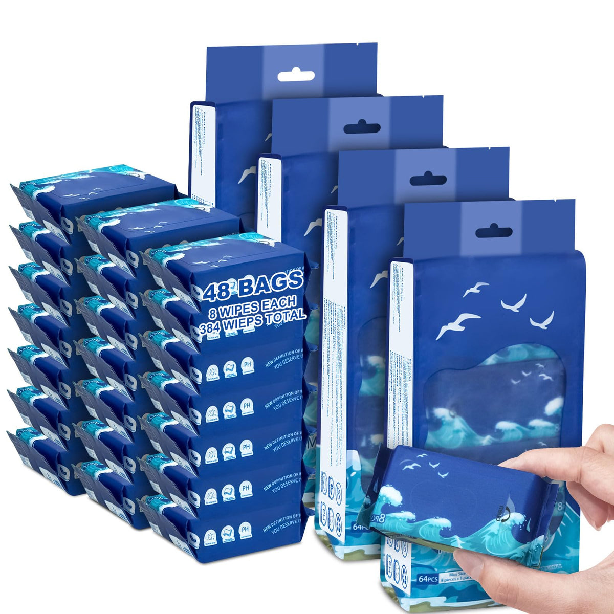 384 PCS Mini Travel Size Wet Wipes Hand Wipes Travel Size - twoworld Official Imagery - 2