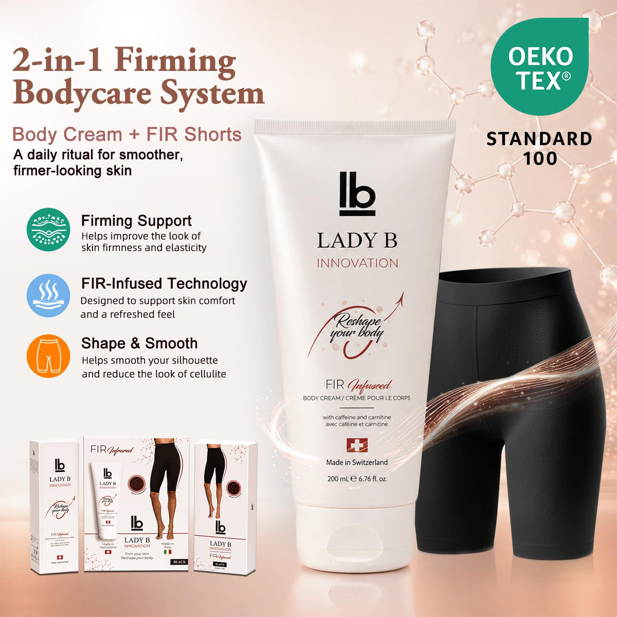 LADY B Firming Cellulite Body Lotion with Caffeine Shea - LADY B INNOVATION / FIR INFRARED Official Imagery - 5