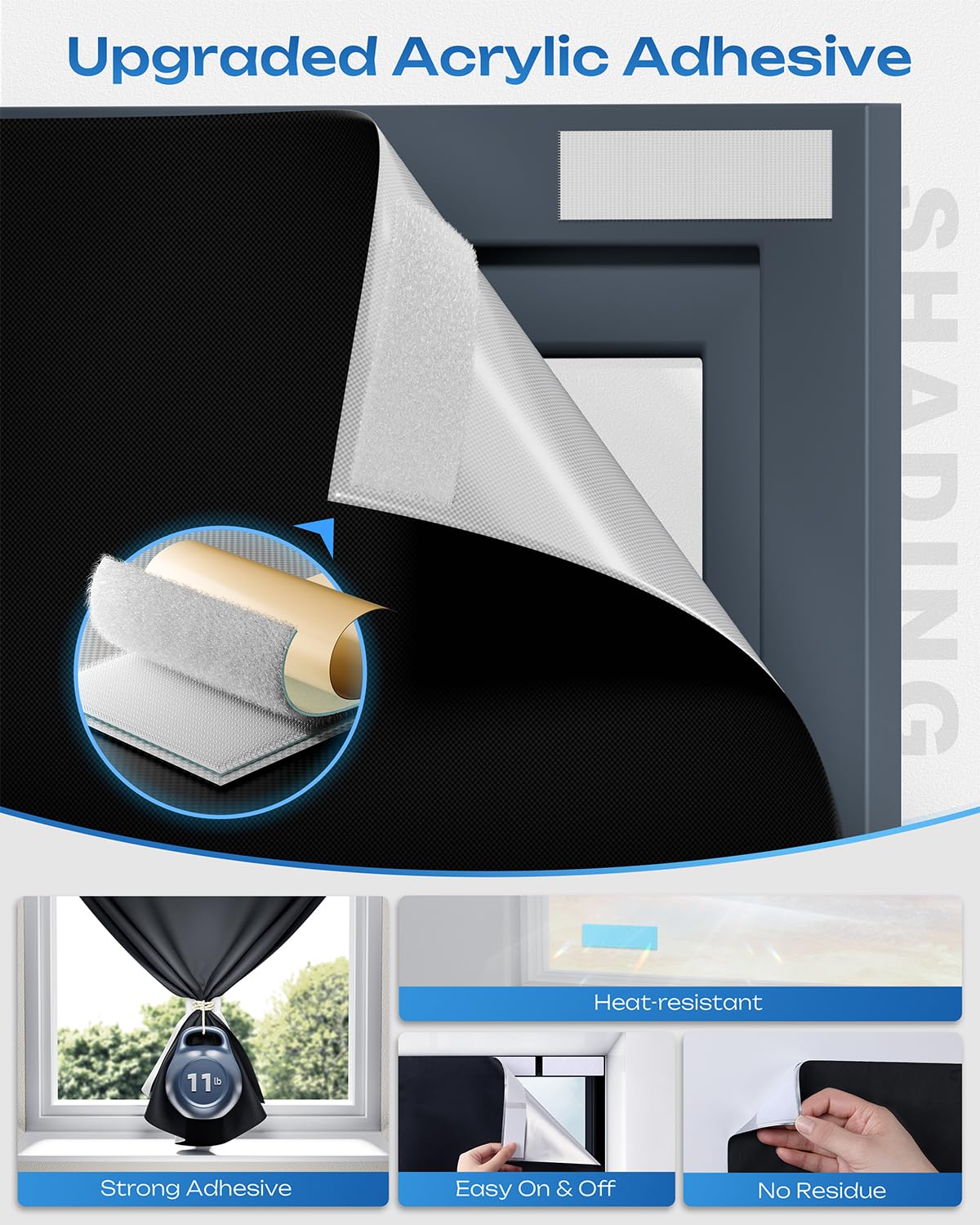 100 Blackout Curtains Portable No Drill Window Shades DIY - LEIYER Official Imagery - 4