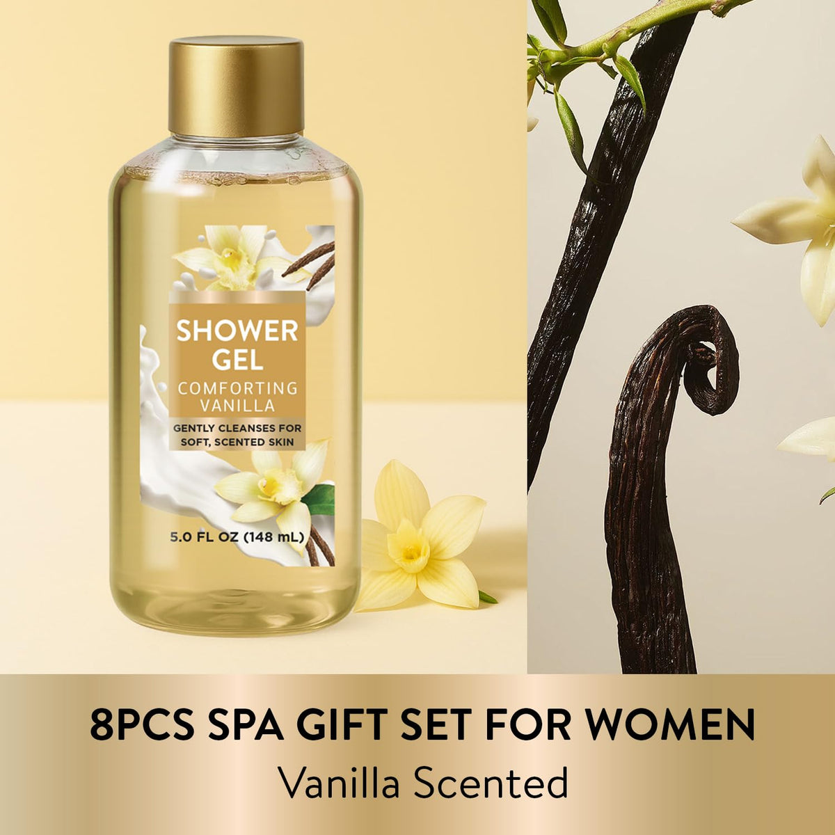 Spa Luxetique Gifts for Women 8pcs Vanilla Bath and Body - SPA LUXETIQUE WORLD Official Imagery - 4