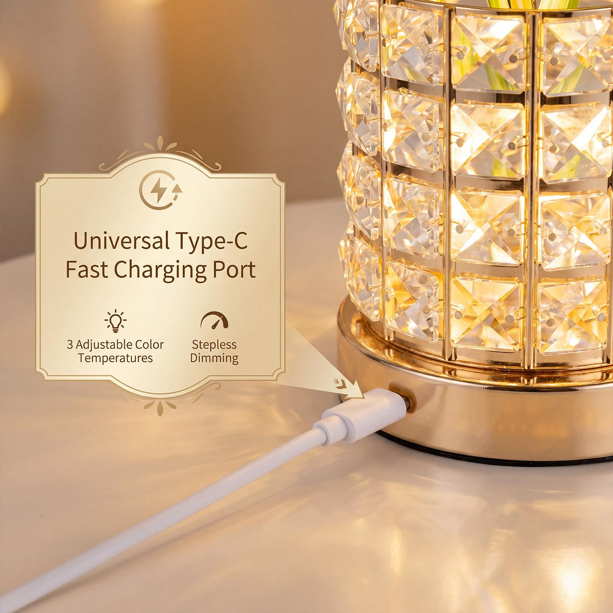 Crystal Phalaenopsis Orchid Lamp USB Rechargeable Touch - SXDLED Official Imagery - 8