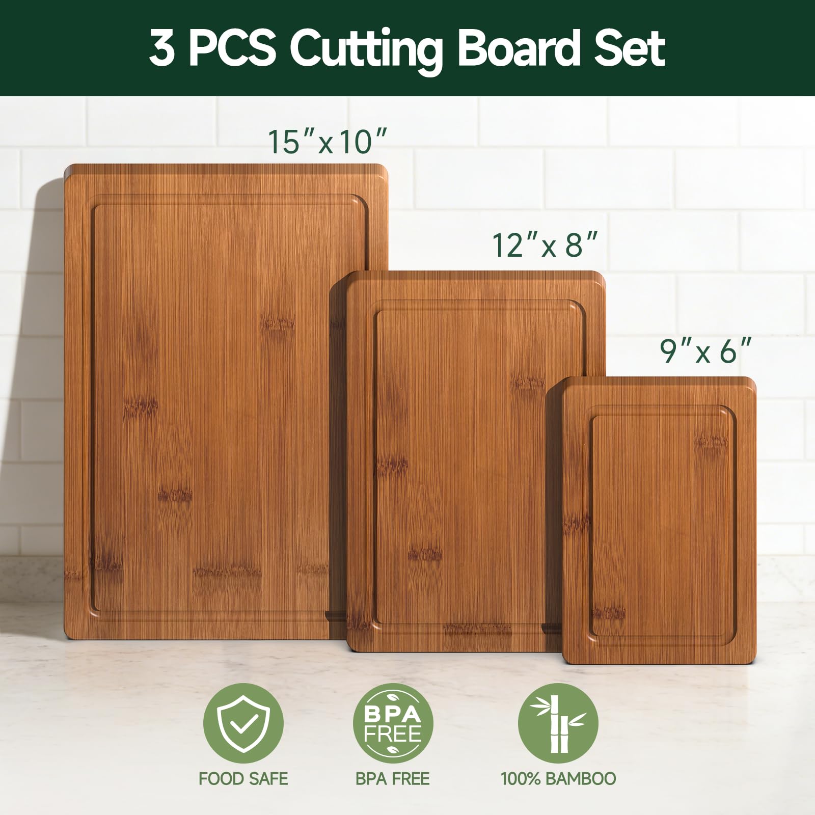 zeawec 3-Piece Set Deep-Carbonized Bamboo Cutting Board for Kitch - zeawec Official Product View 3