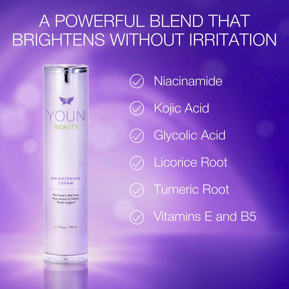 YOUN Beauty Brightening Cream with Kojic Acid Glycolic Acid - YOUN Beauty Official Imagery - 6