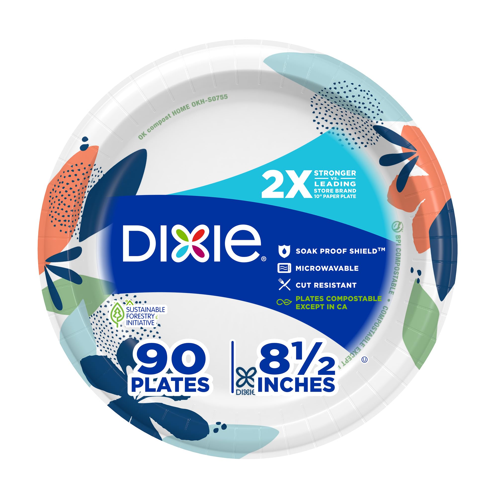 Dixie Paper Plates 8.5 Inch, 90 Count, Disposable Plates - Product Imagery