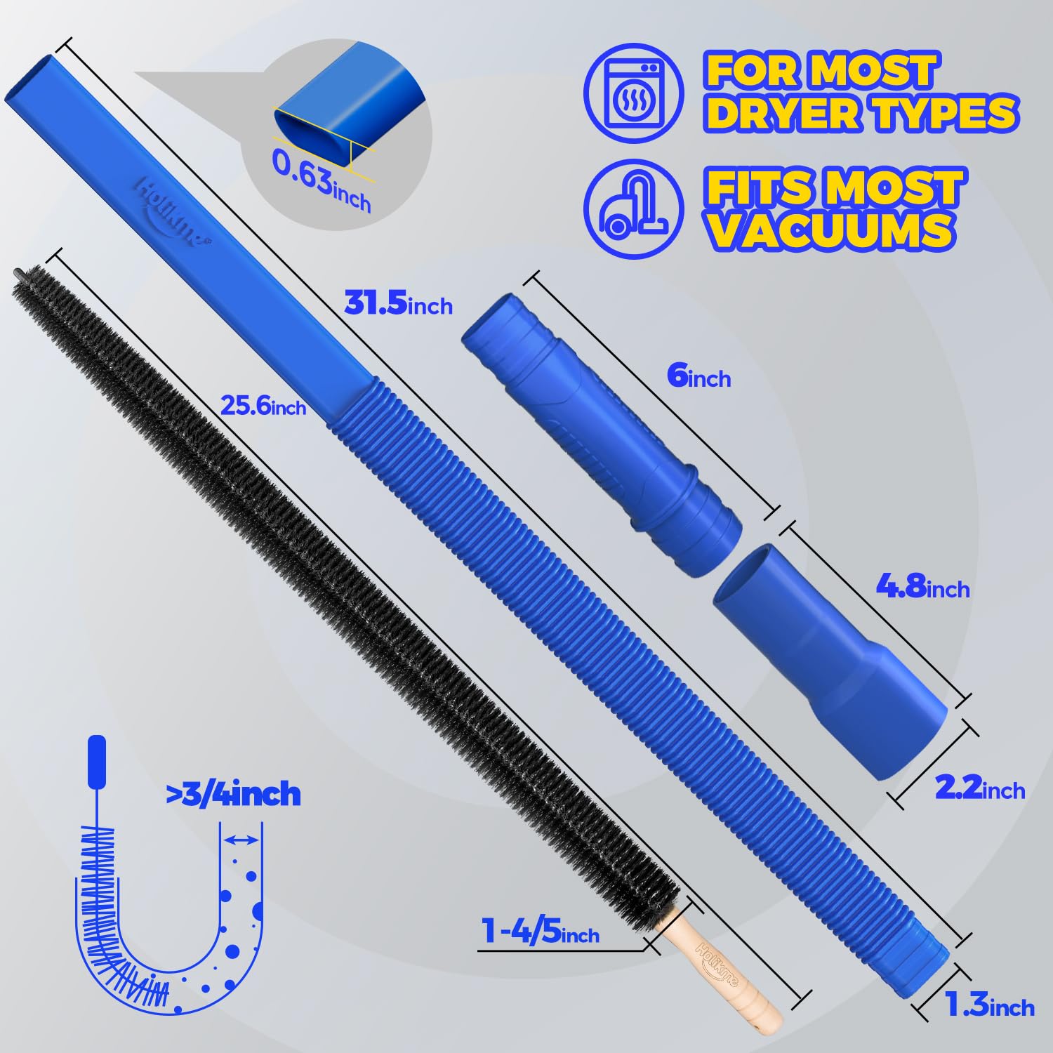 Holikme Dryer Vent Cleaner Kit 2Pack - Lint Vacuum Attachment & B by Holikme - Angle View 7