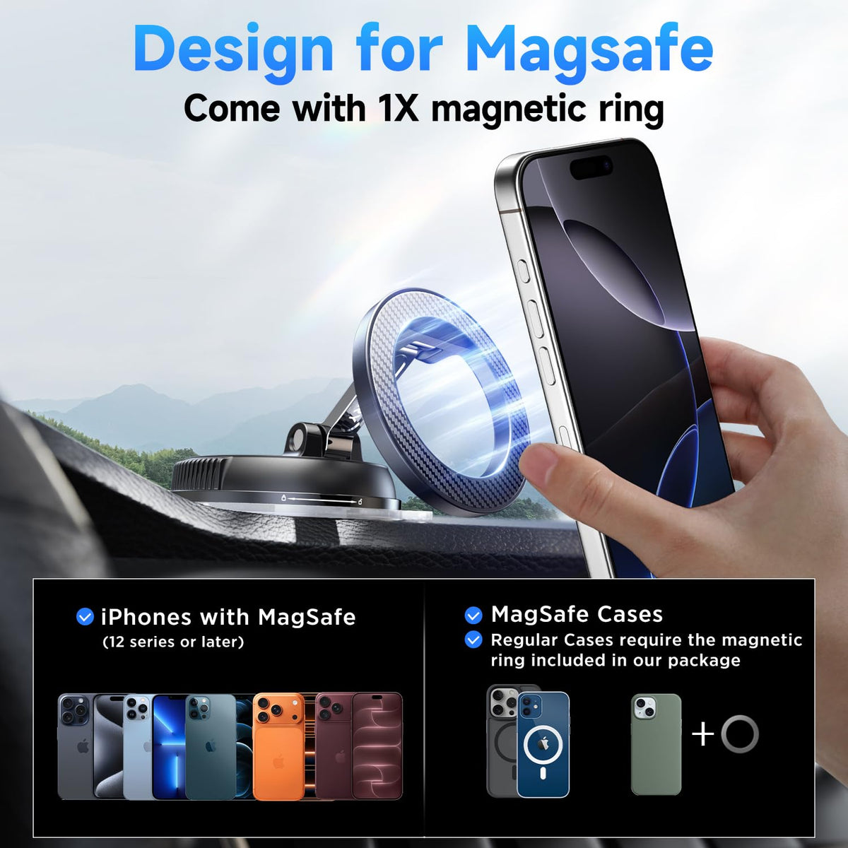 ANDERY Car Phone Holder for Magsafe 360 Adjustable Car Phone - ANDERY Official Imagery - 7