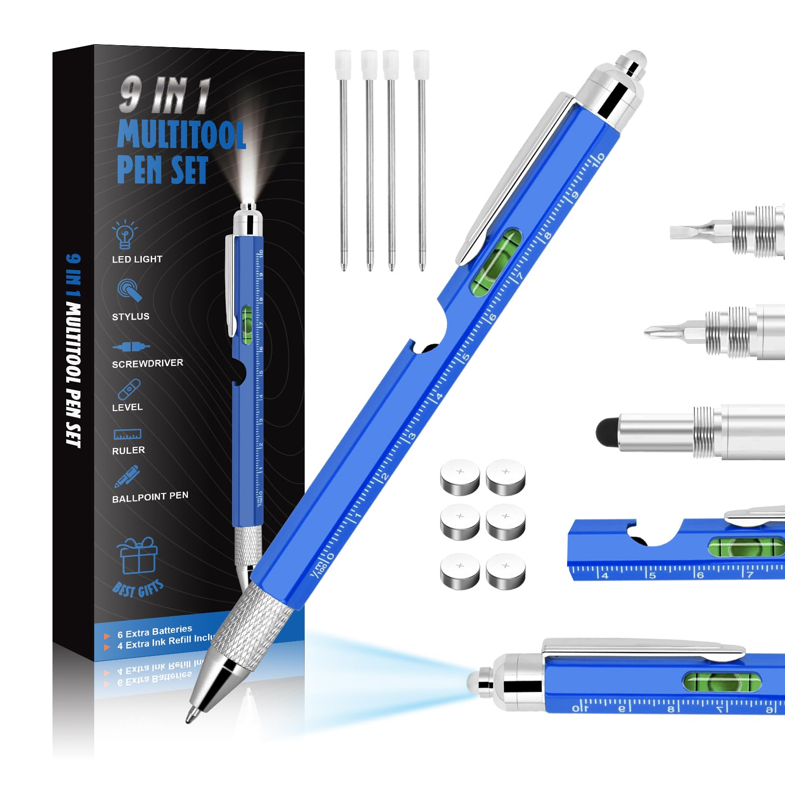 Cool 9-In-1 Multi Tool Tech Pen Gadgets For Men, Personalized - Product Imagery