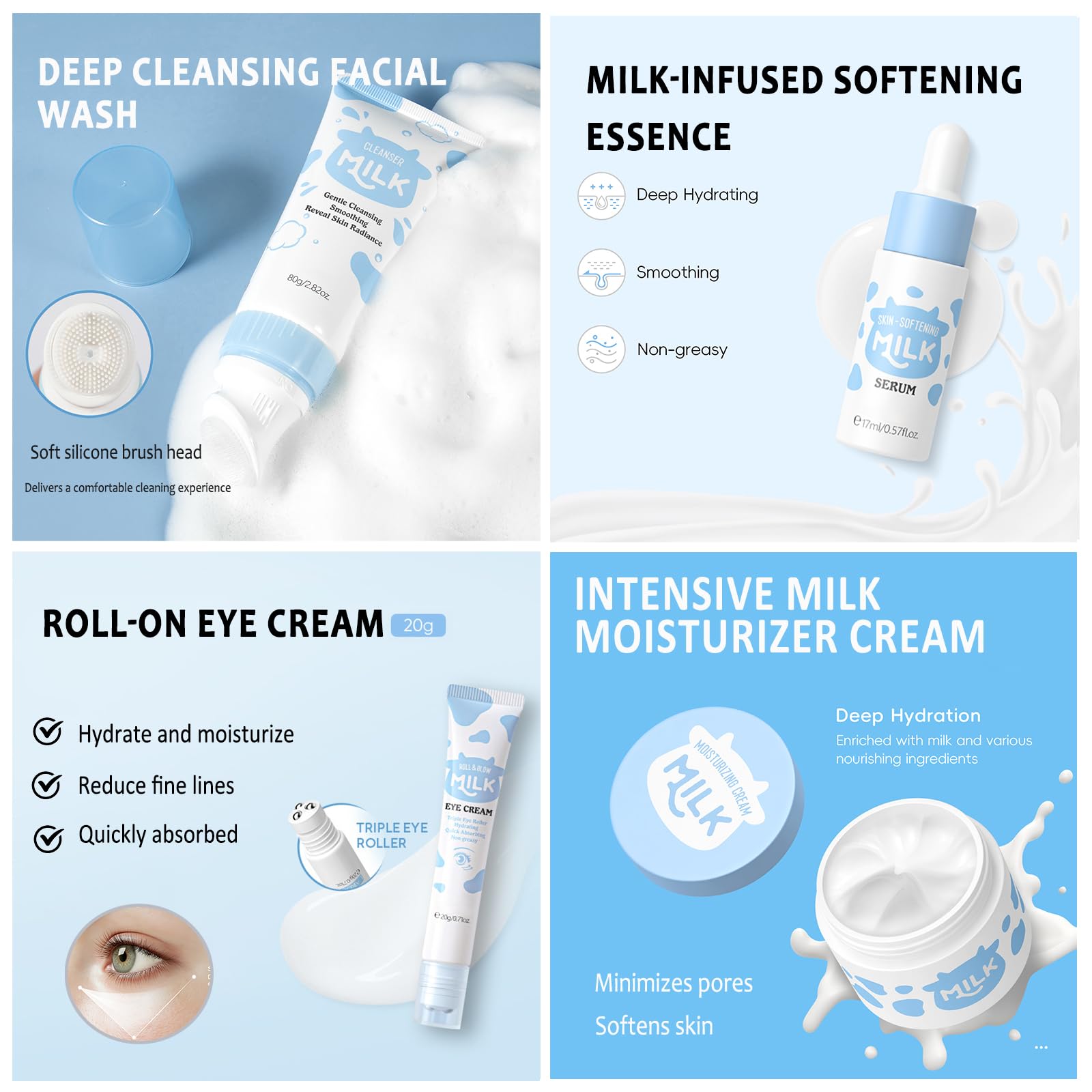 Milk Skin Care Set for Kids, Moisturizing Gentle, for Girls - Anweina