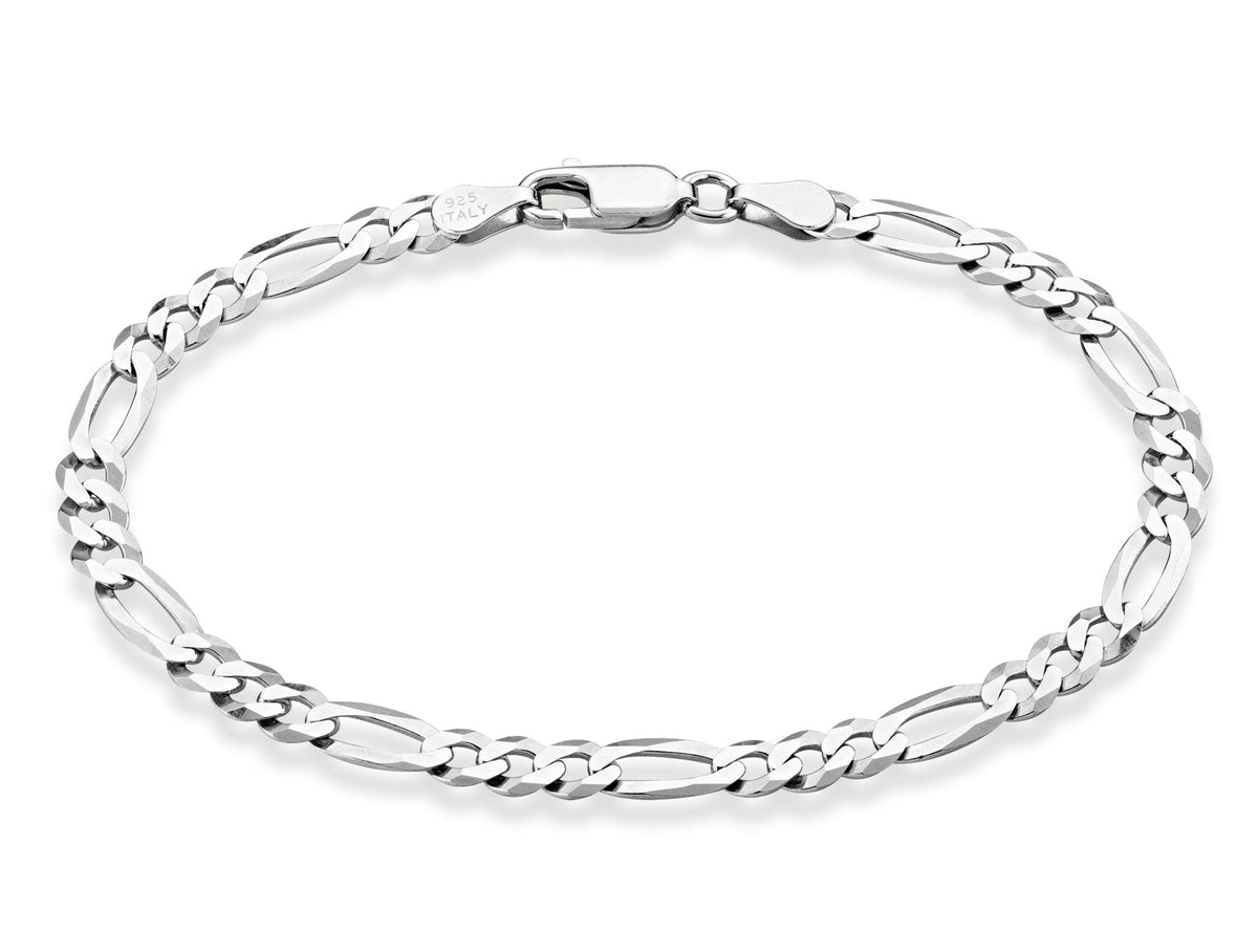 Miabella Italian 925 Sterling Silver 5mm Figaro Bracelet for - Miabella Official Imagery - 1