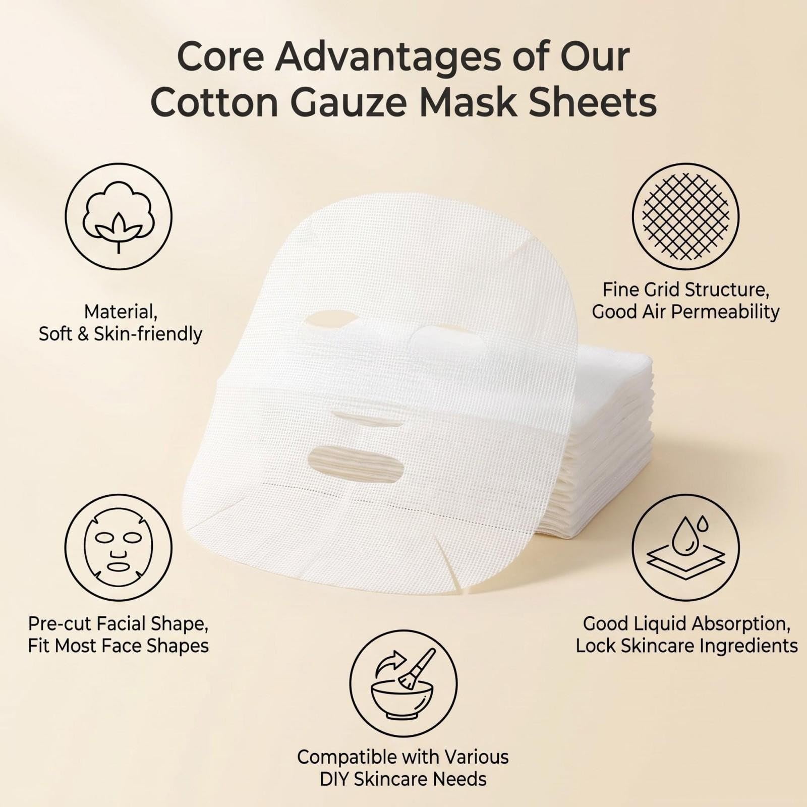 UPSTORE 100 Sheets Gauze Mask Large Precut Gauze Face Masks Soft - UP